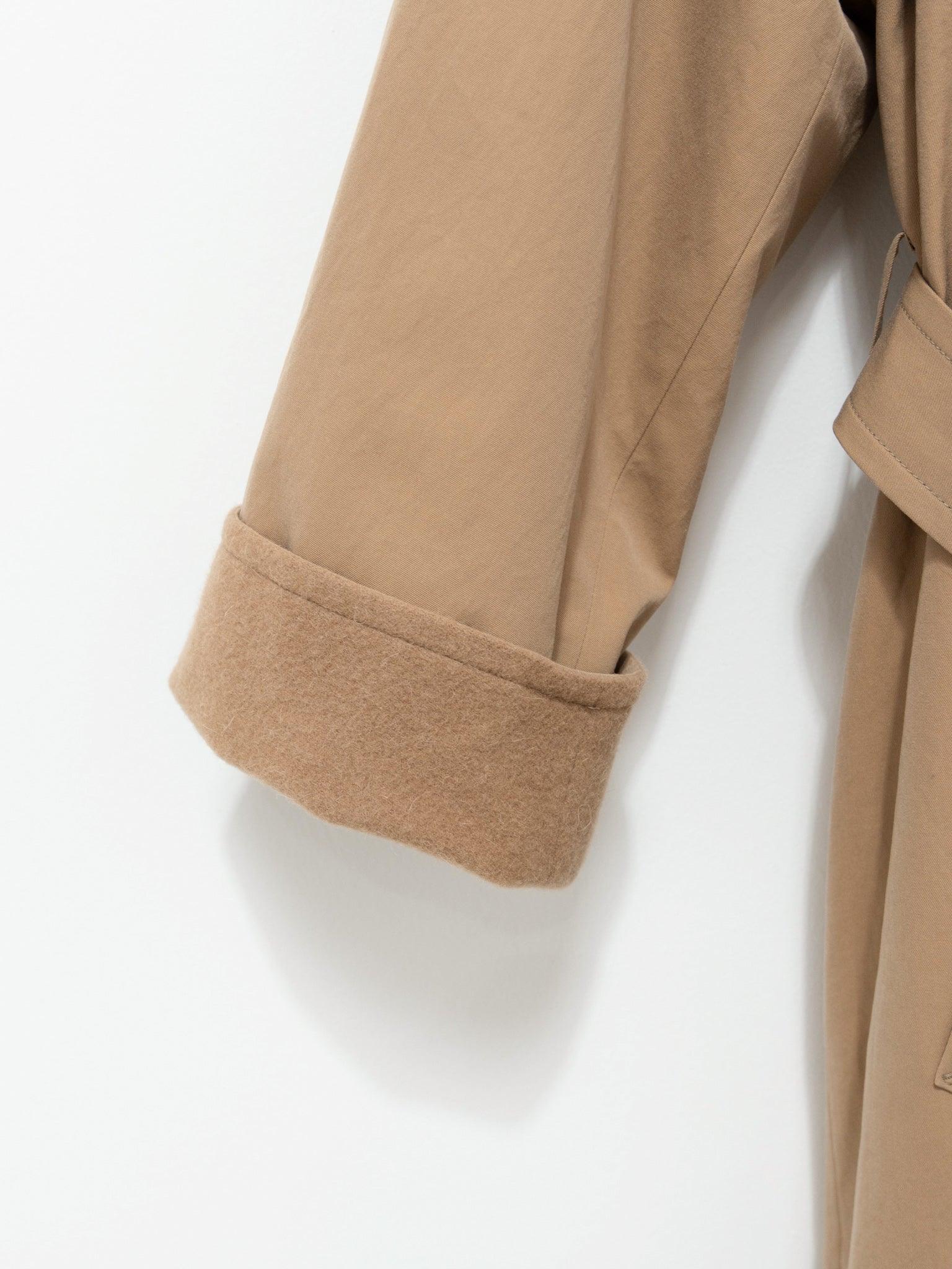 Namu Shop - Auralee Finx Hard Twist Gabardine Hooded Double Coat - Beige Chambray
