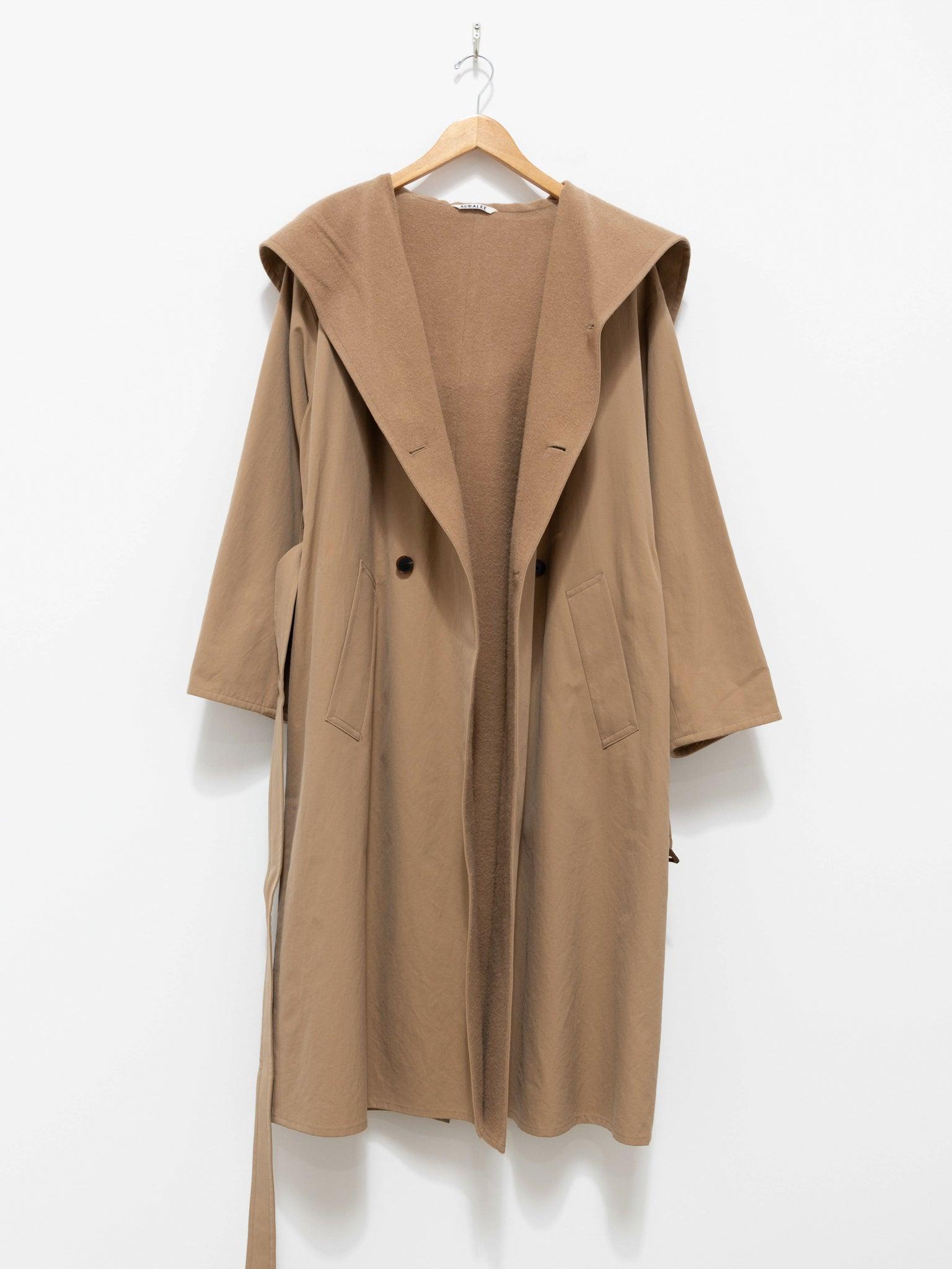 Namu Shop - Auralee Finx Hard Twist Gabardine Hooded Double Coat - Beige Chambray