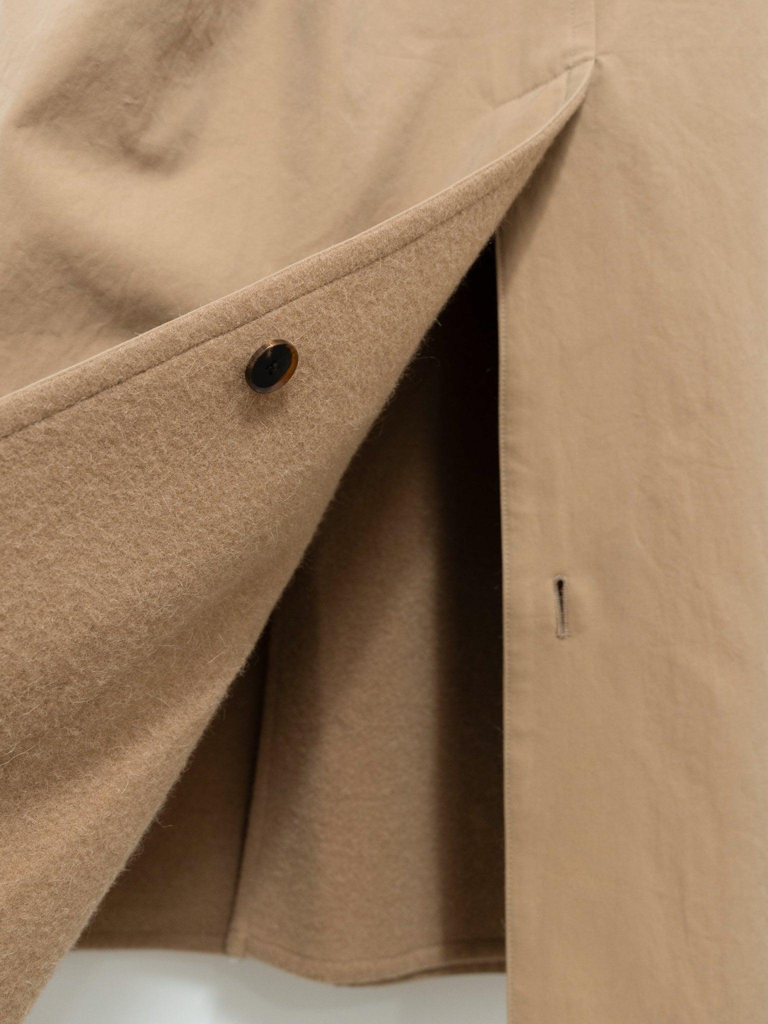 Namu Shop - Auralee Finx Hard Twist Gabardine Hooded Double Coat - Beige Chambray