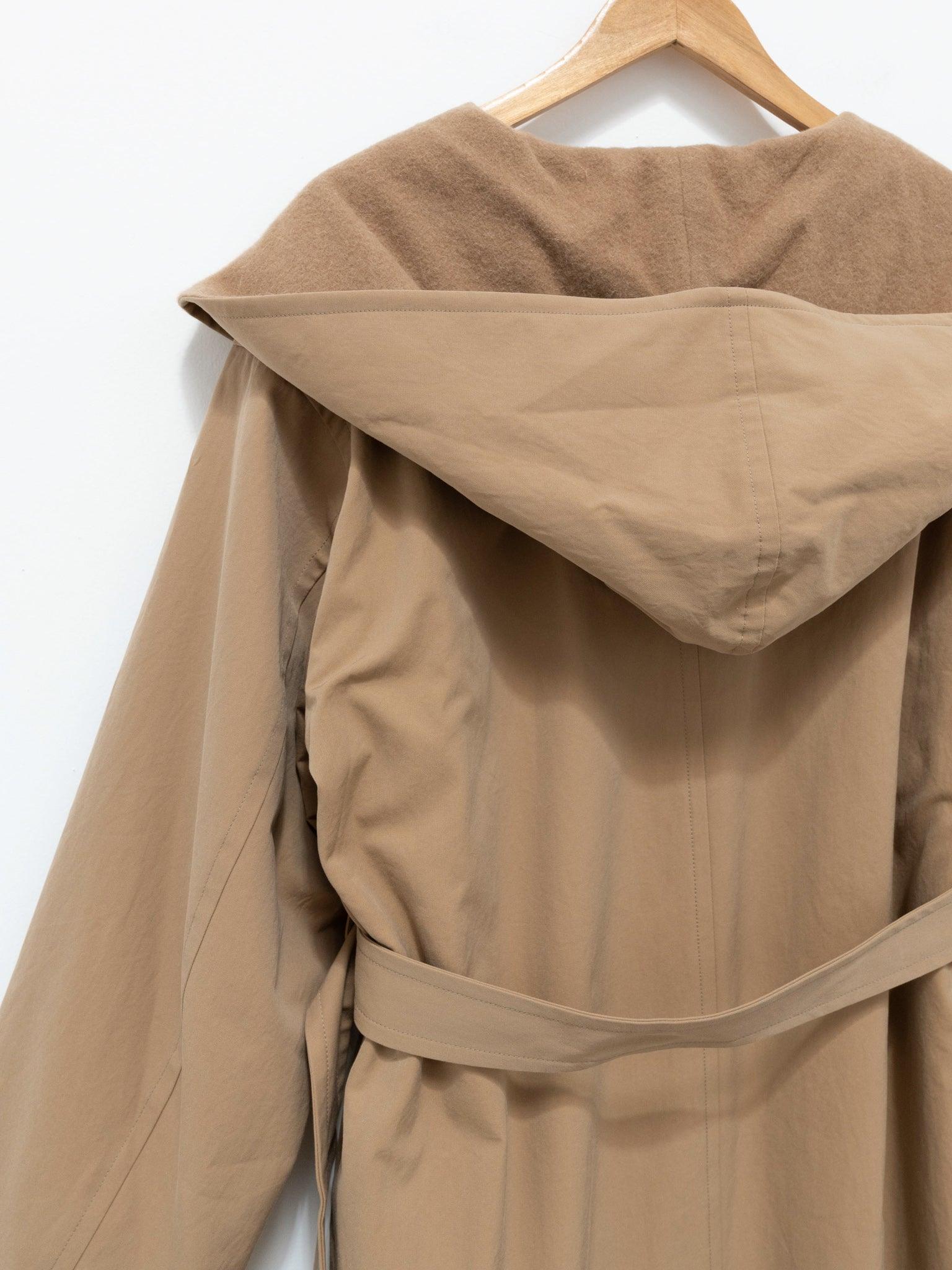 Namu Shop - Auralee Finx Hard Twist Gabardine Hooded Double Coat - Beige Chambray