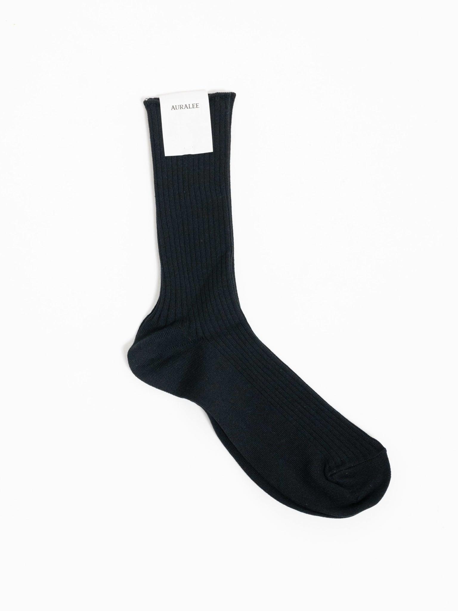 Namu Shop - Auralee Giza Cotton High Gauge Sox - Pale Green, Black