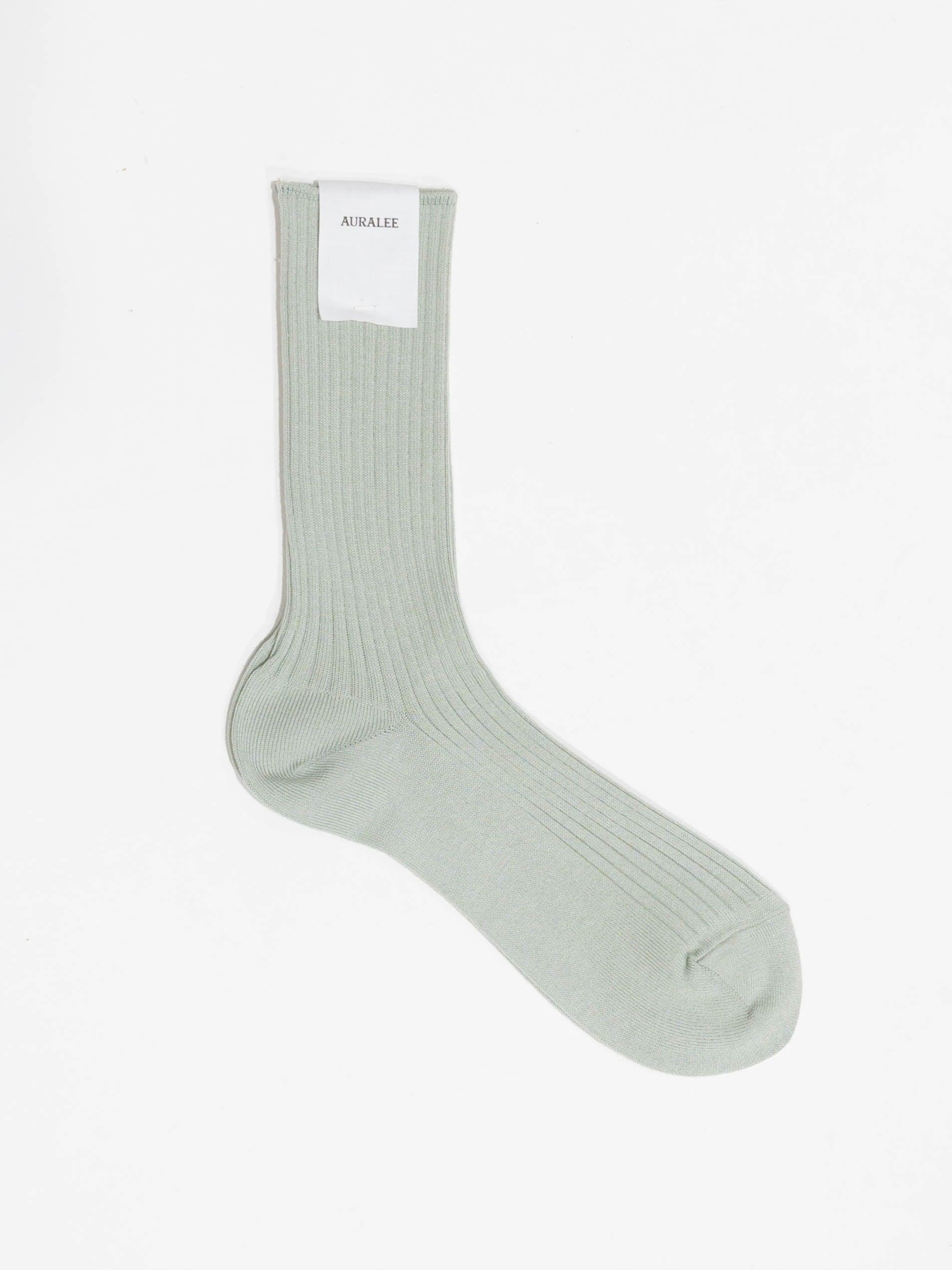 Namu Shop - Auralee Giza Cotton High Gauge Sox - Pale Green, Black