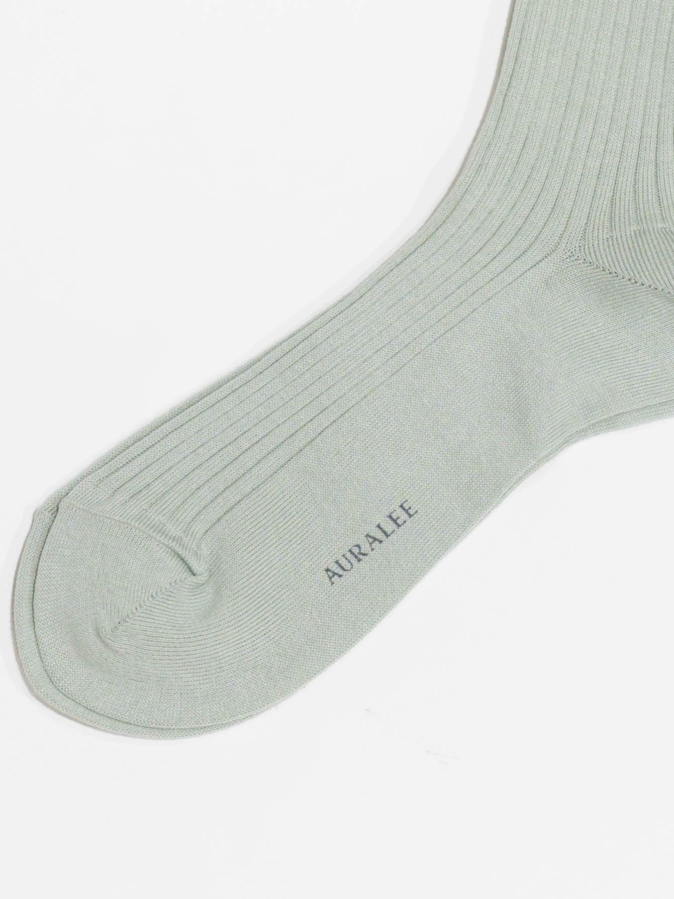 Namu Shop - Auralee Giza Cotton High Gauge Sox - Pale Green, Black