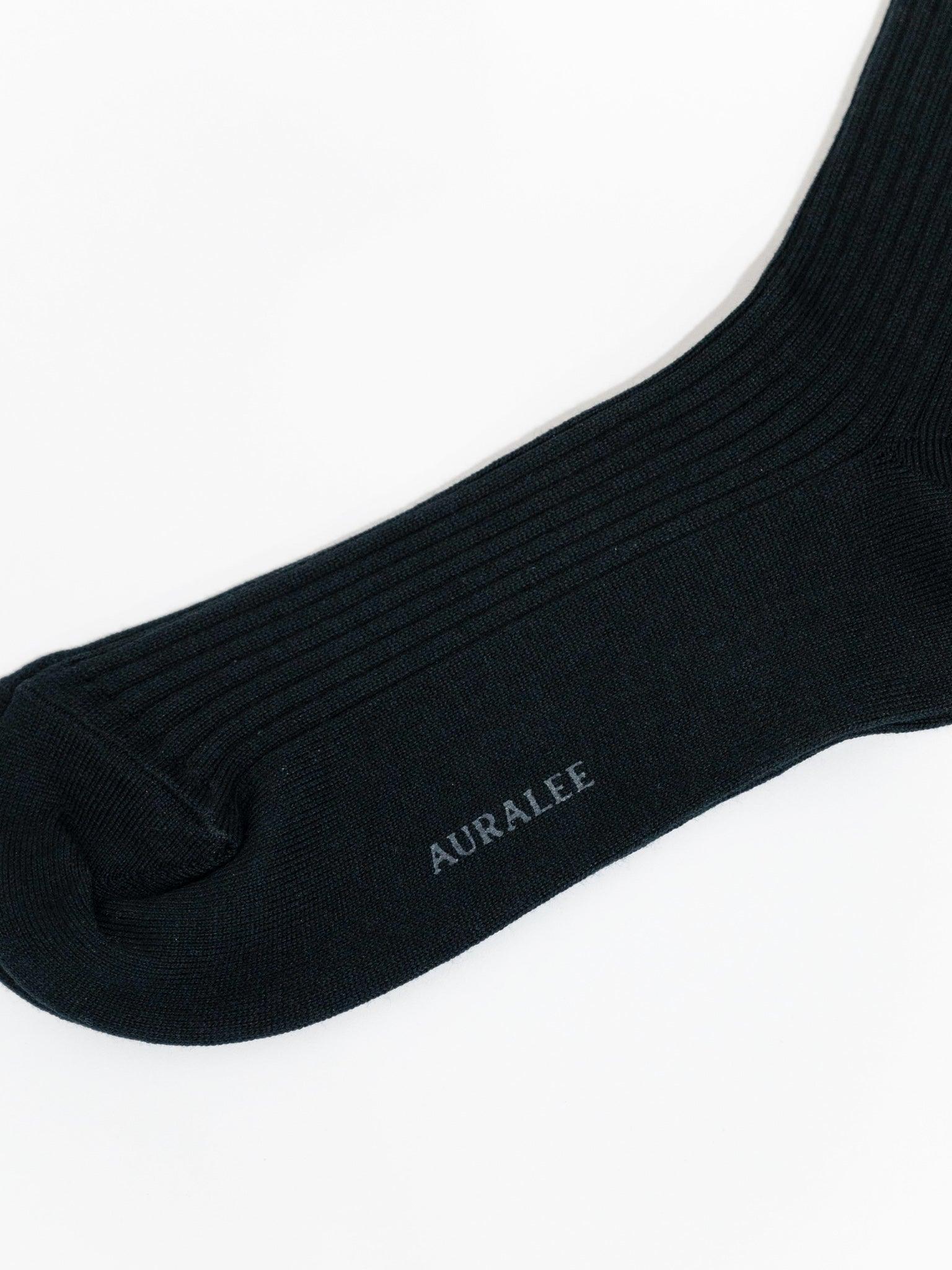 Namu Shop - Auralee Giza Cotton High Gauge Sox - Pale Green, Black