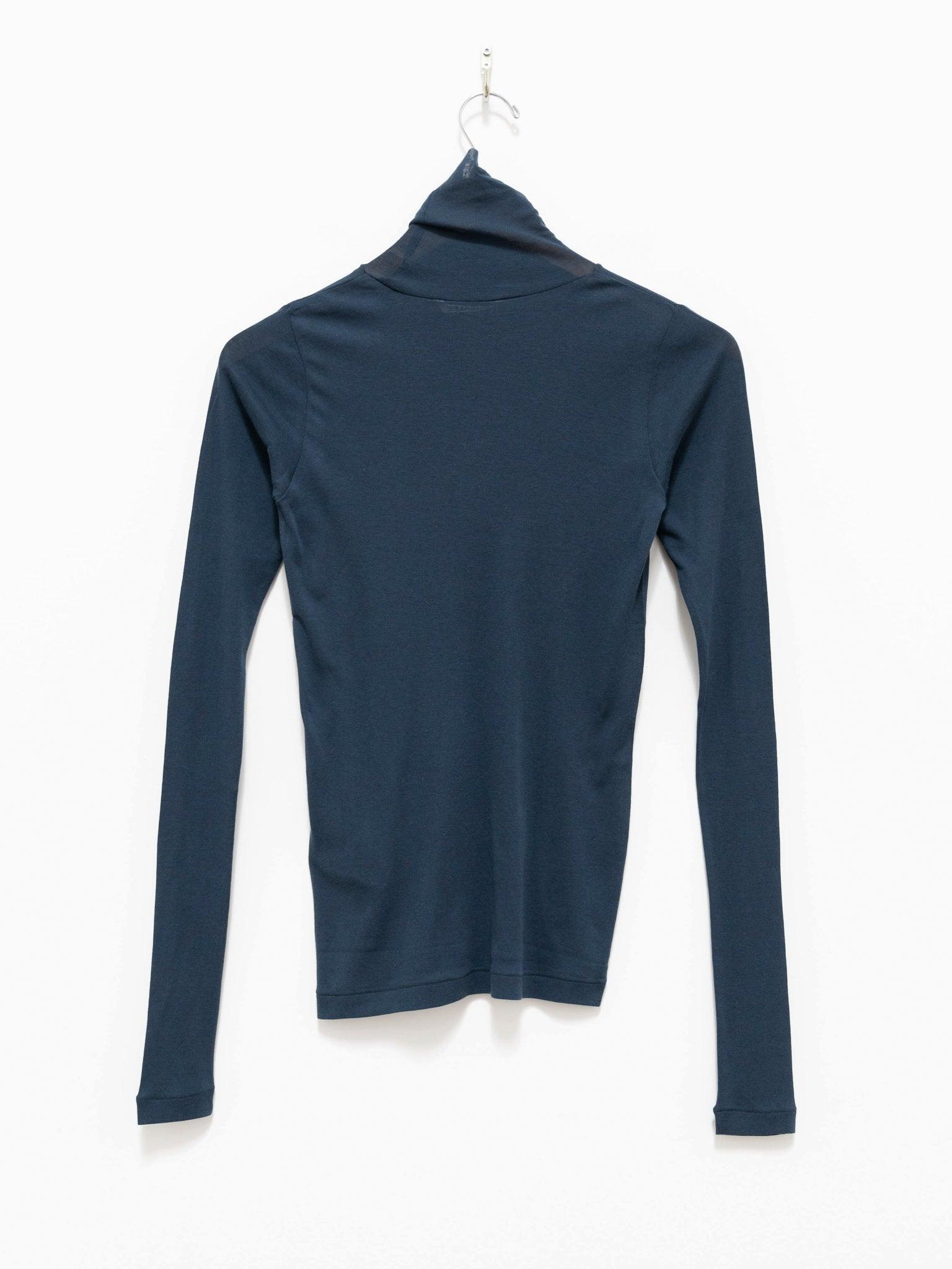 Namu Shop - Auralee High Gauge Sheer Rib Turtleneck L/S Tee - Navy Blue