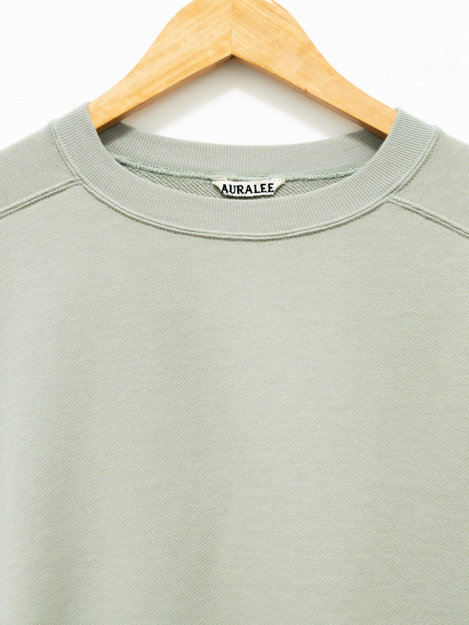 Namu Shop - Auralee Light Flowy Sweat Half Sleeve Crop Pullover - Light Green