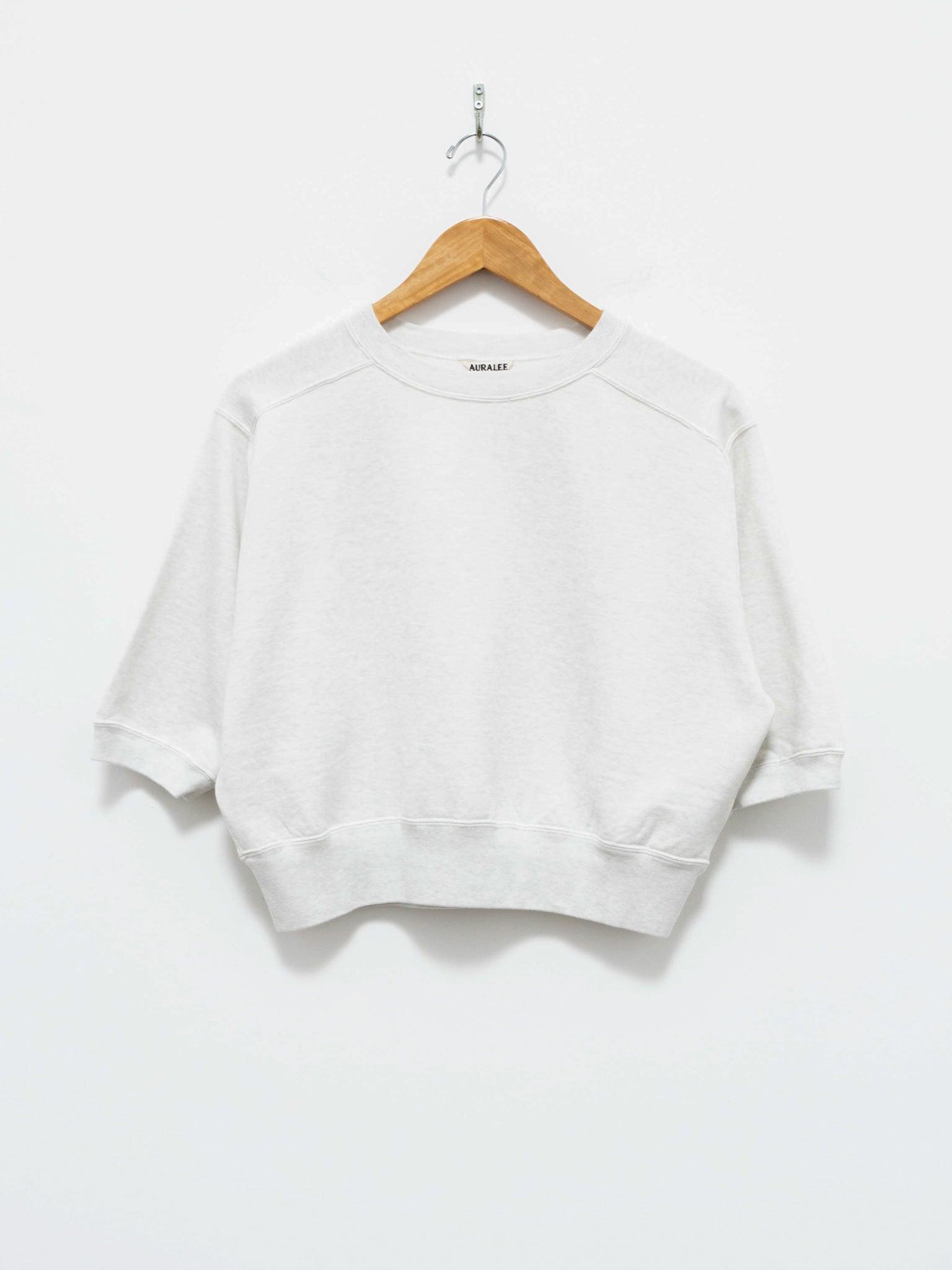 Namu Shop - Auralee Light Flowy Sweat Half Sleeve Crop Pullover - Top Light Gray