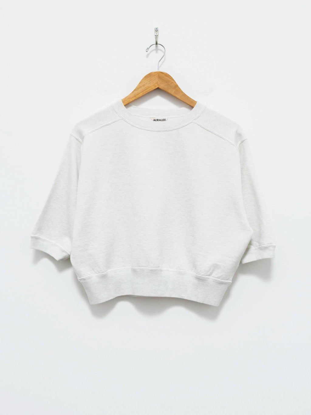 Namu Shop - Auralee Light Flowy Sweat Half Sleeve Crop Pullover - Top Light Gray