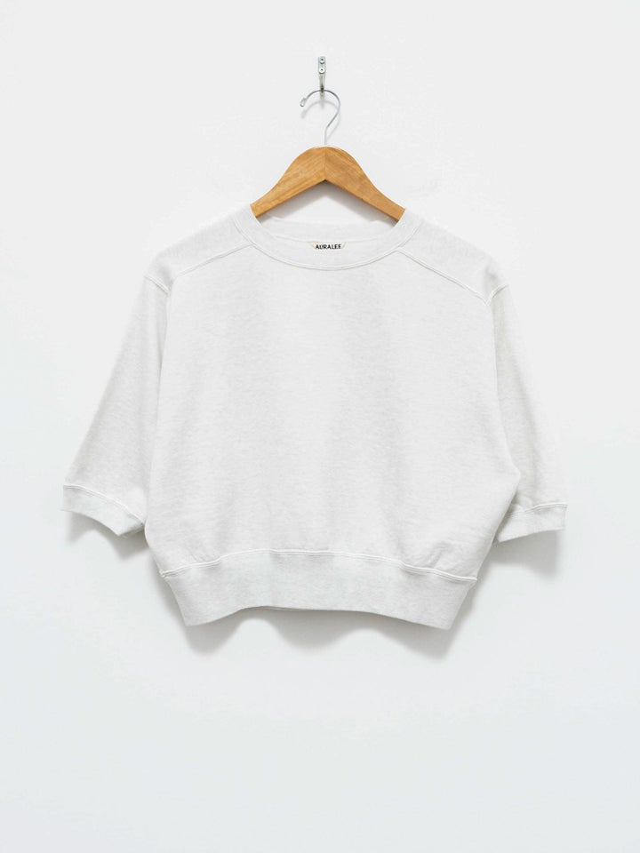 Namu Shop - Auralee Light Flowy Sweat Half Sleeve Crop Pullover - Top Light Gray
