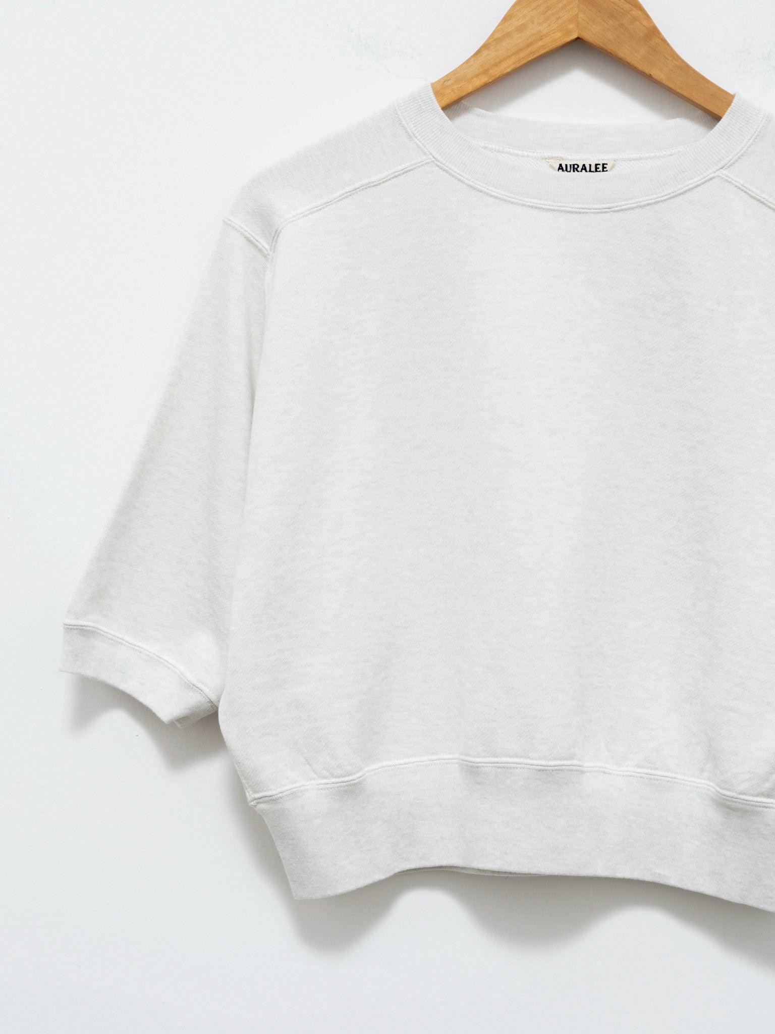 Namu Shop - Auralee Light Flowy Sweat Half Sleeve Crop Pullover - Top Light Gray