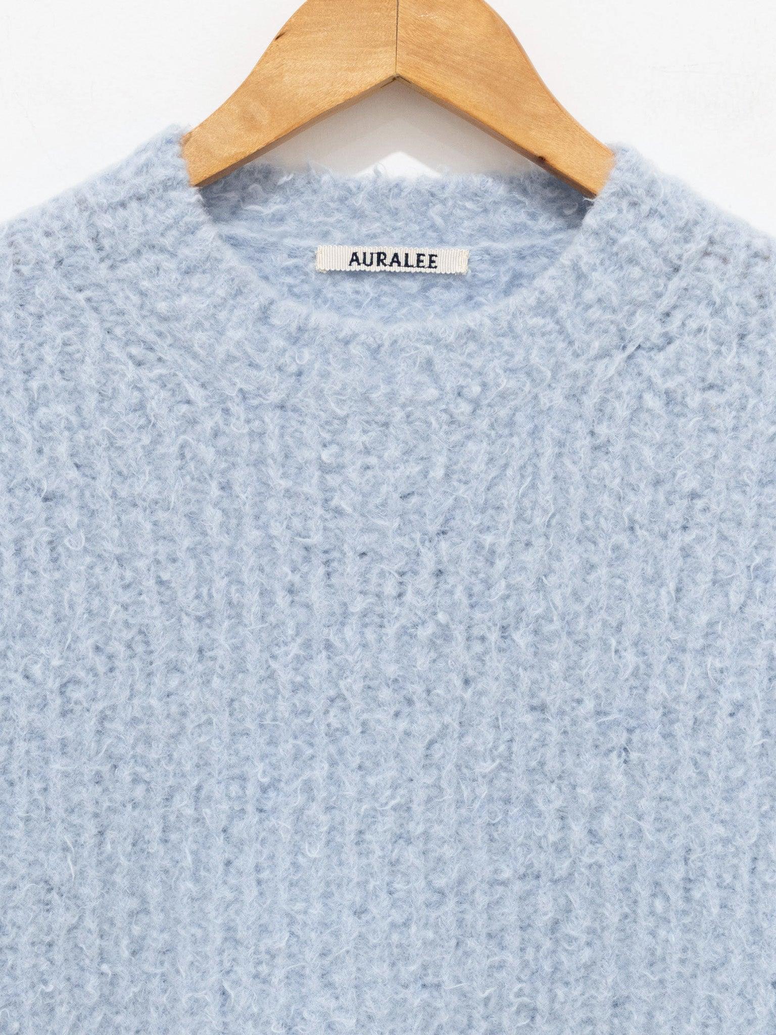Namu Shop - Auralee Milled Wool Moal Knit Big Pullover - Light Blue