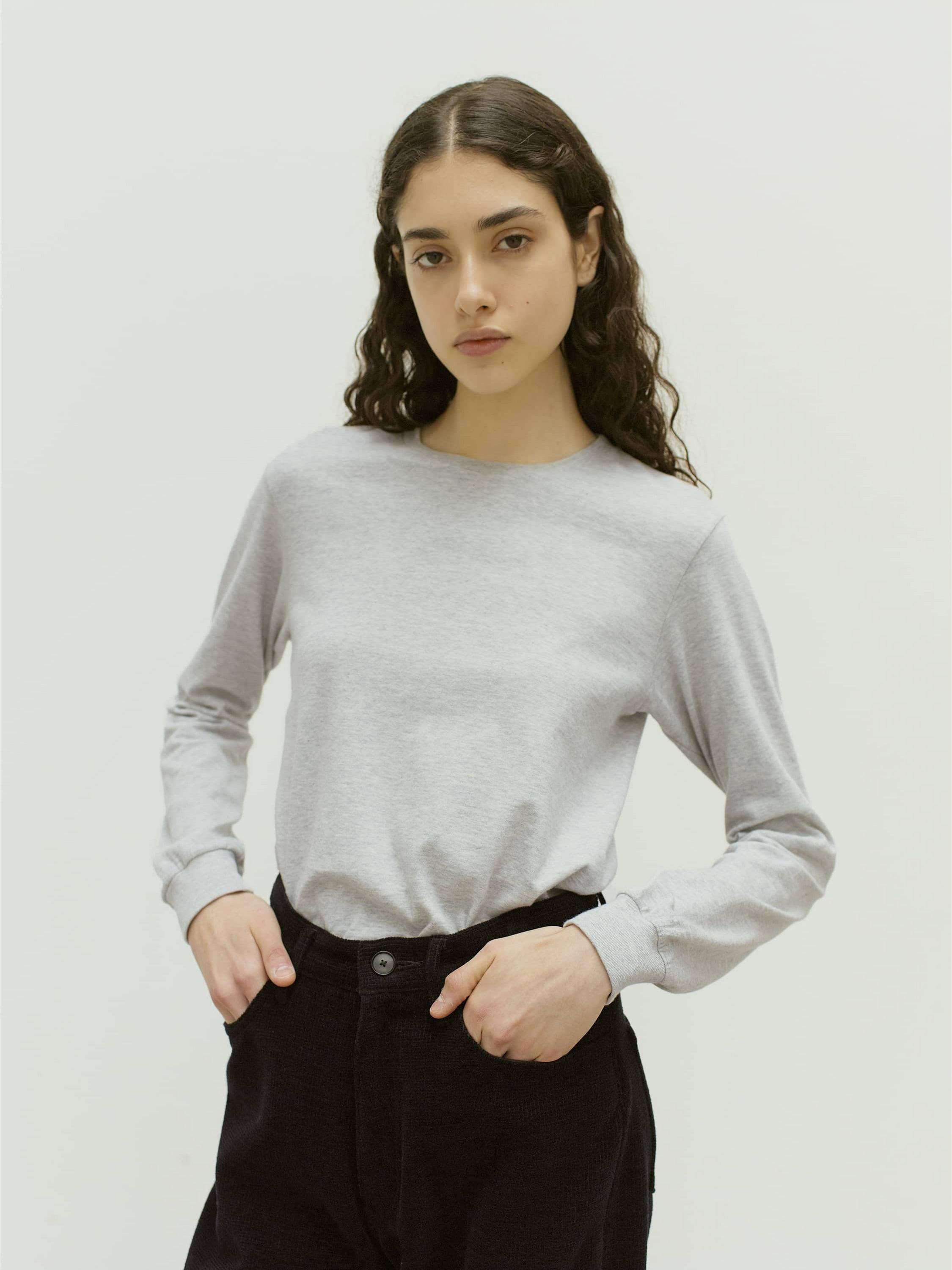 Namu Shop - Auralee Seamless L/S Tee - Heather Gray