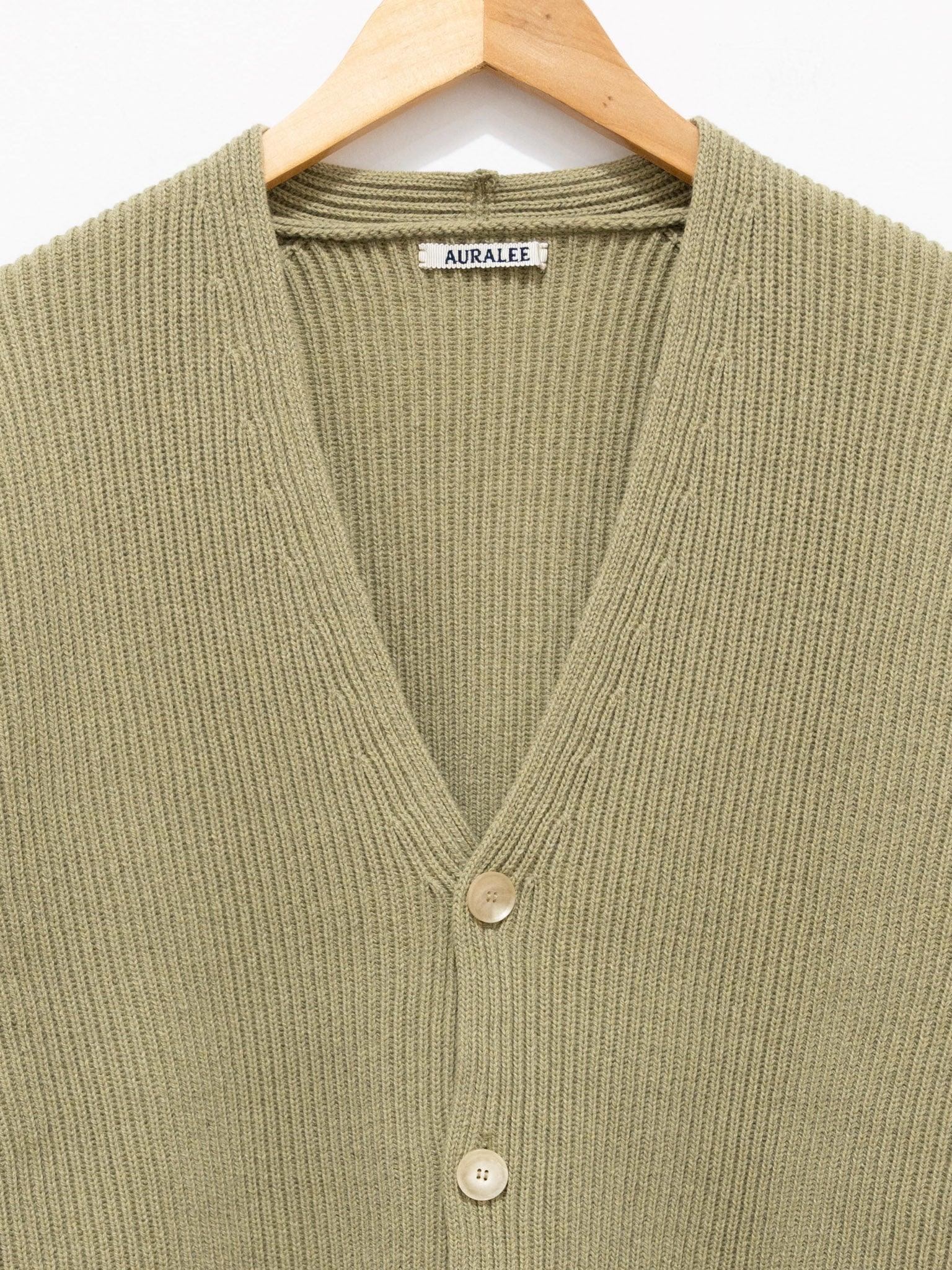 Namu Shop - Auralee Super Fine Wool Rib Knit Big Cardigan - Top Yellow