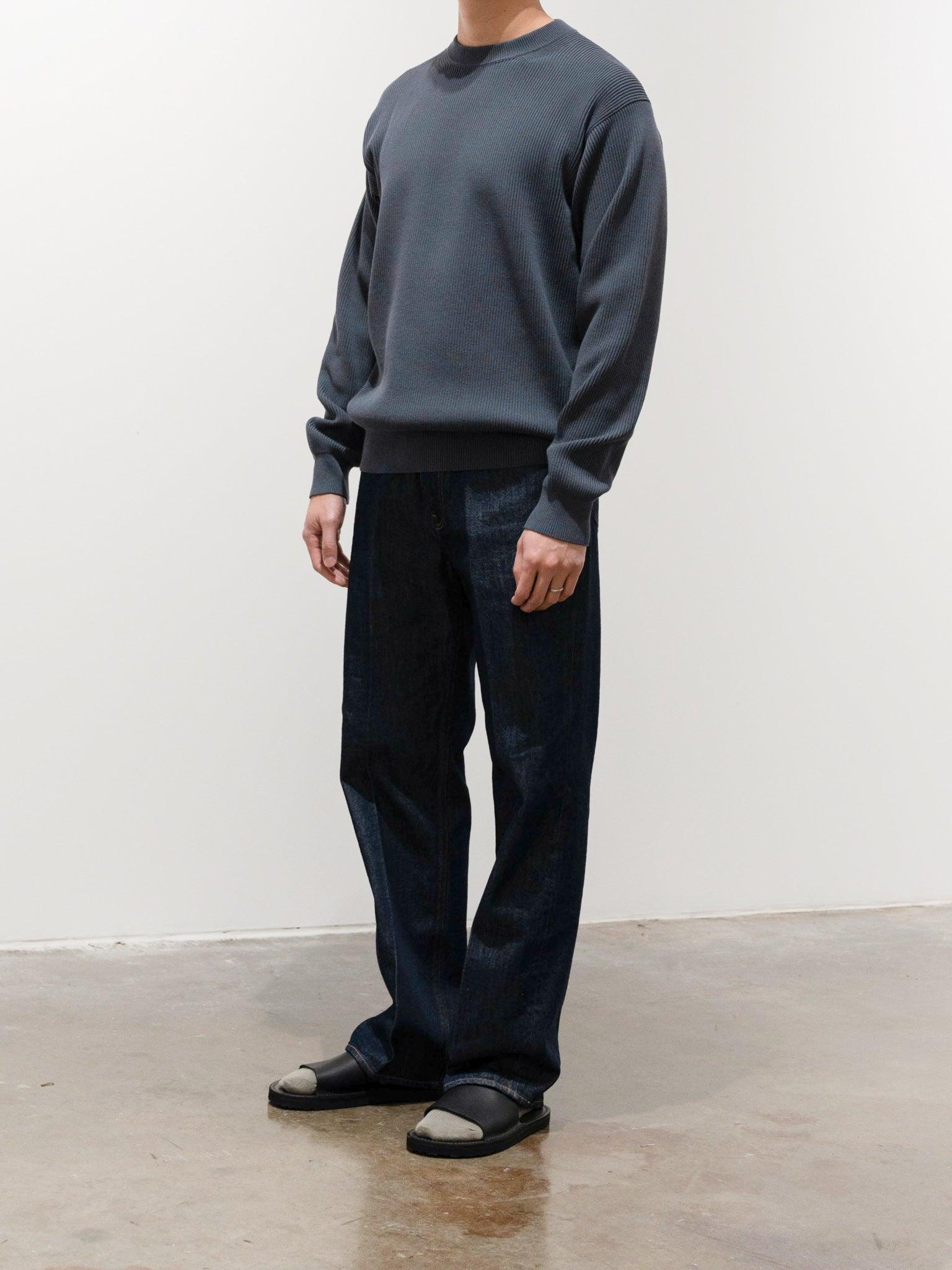 Namu Shop - Auralee Super Hard Twist Rib Knit - Blue Gray