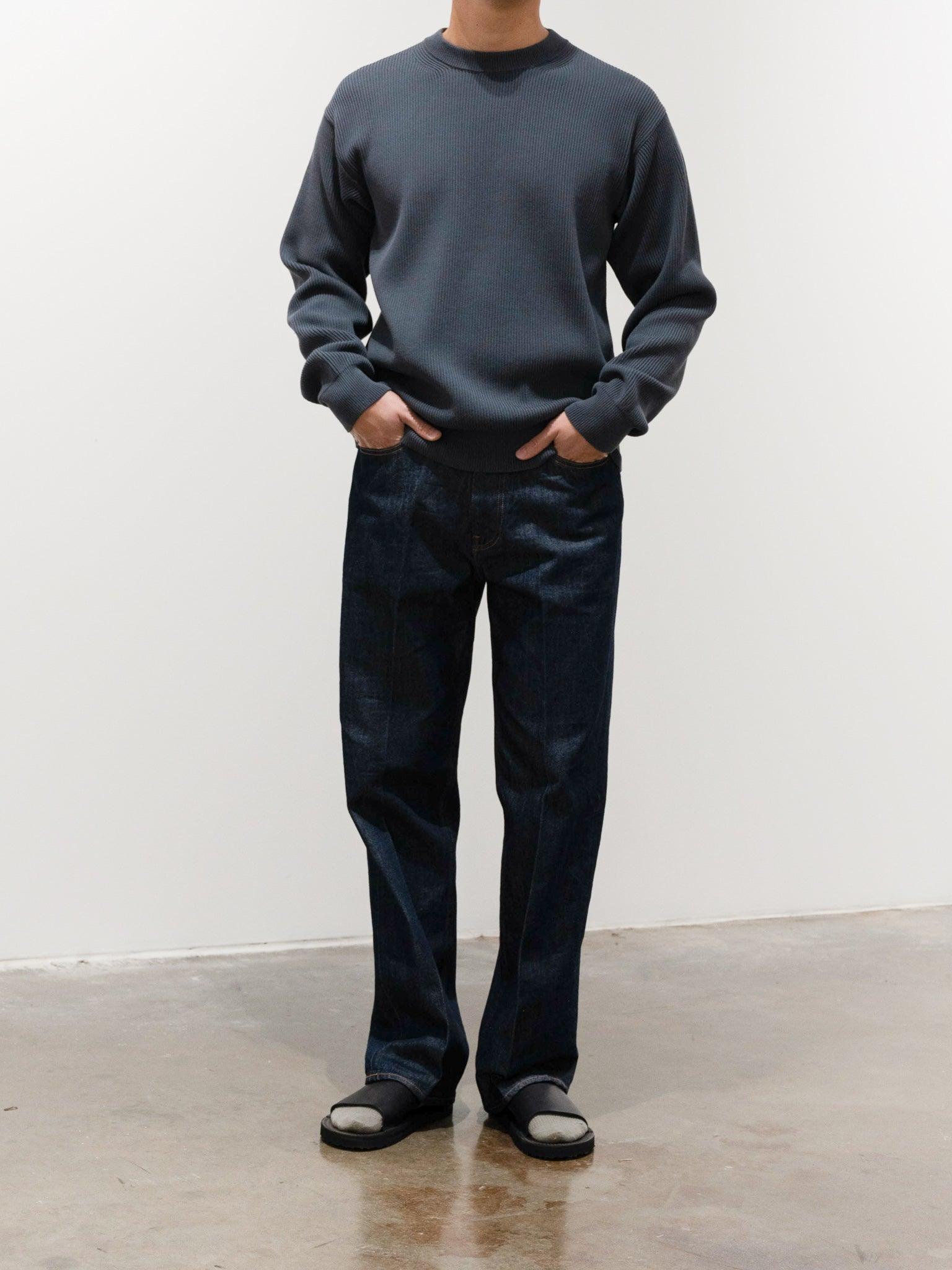 Namu Shop - Auralee Super Hard Twist Rib Knit - Blue Gray