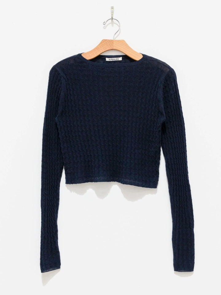 Namu Shop - Auralee Washable Cashmere Silk Cable Knit Pullover - Dark Navy
