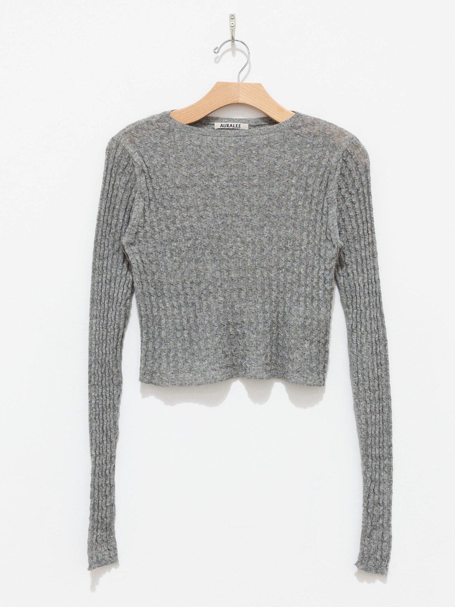 Namu Shop - Auralee Washable Cashmere Silk Cable Knit Pullover - Top Gray