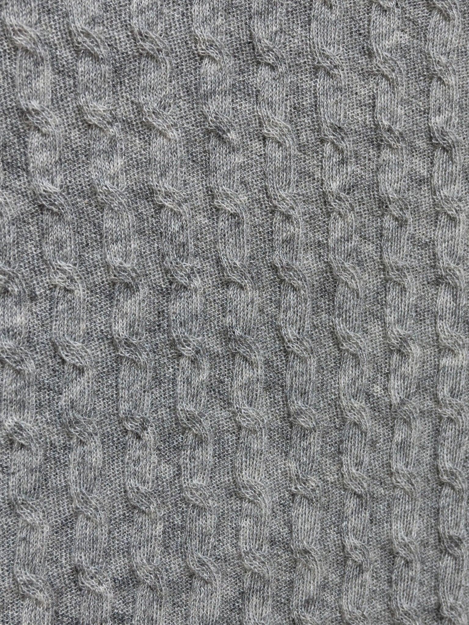 Namu Shop - Auralee Washable Cashmere Silk Cable Knit Pullover - Top Gray