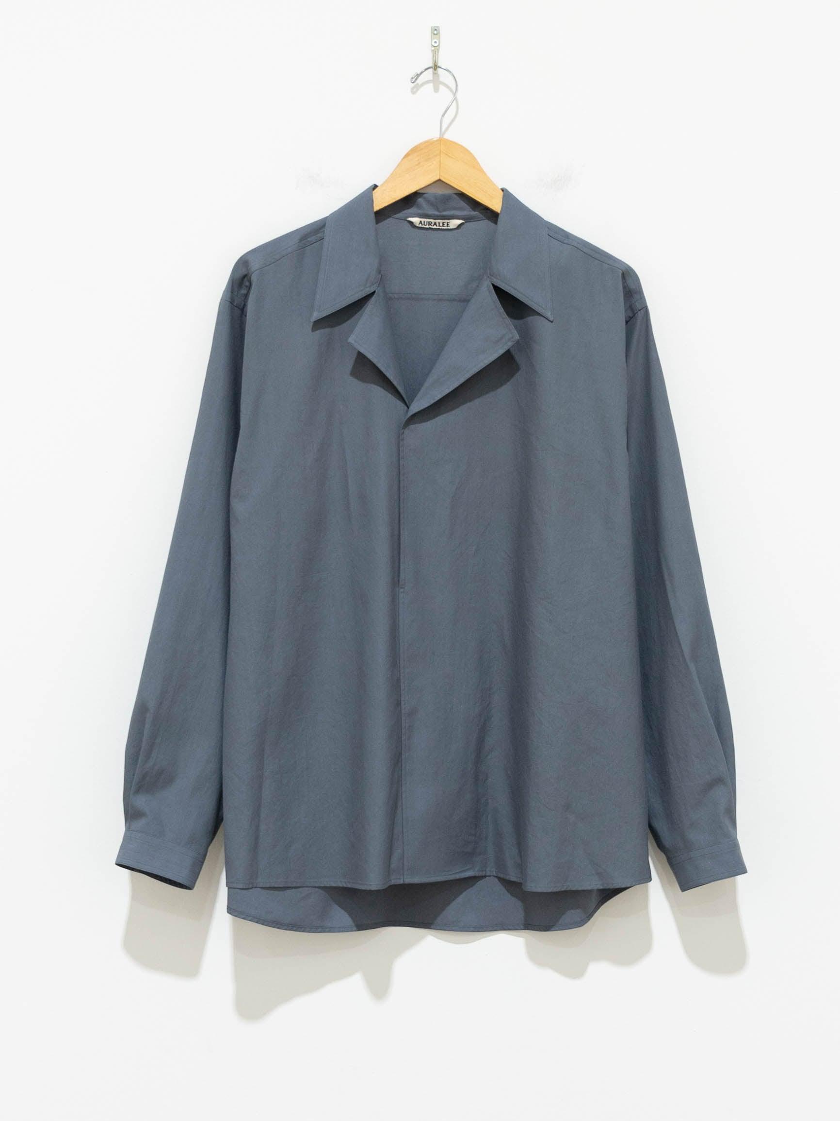 Namu Shop - Auralee Washed Finx Twill Pullover Shirt - Dark Blue Gray