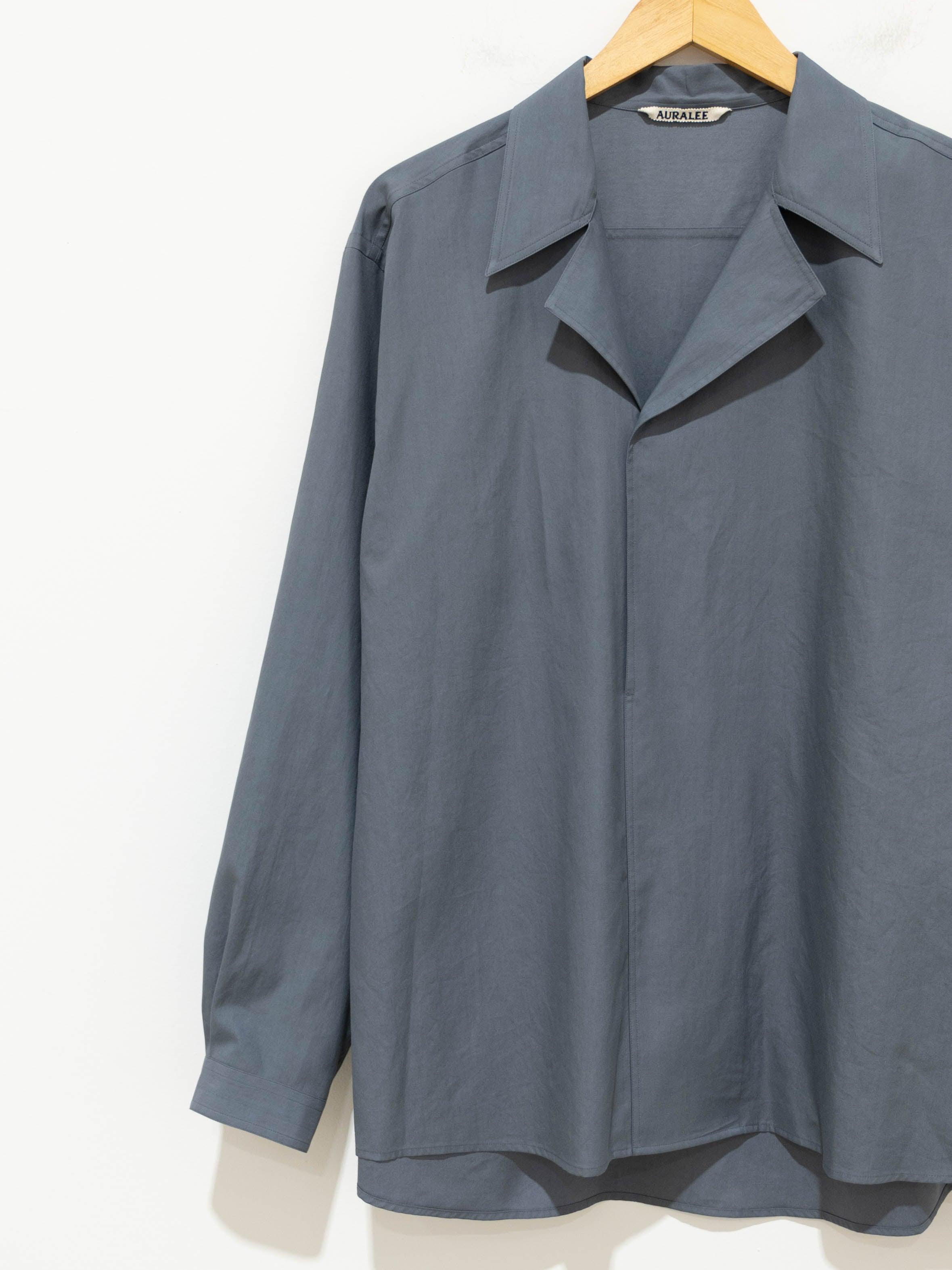 Namu Shop - Auralee Washed Finx Twill Pullover Shirt - Dark Blue Gray