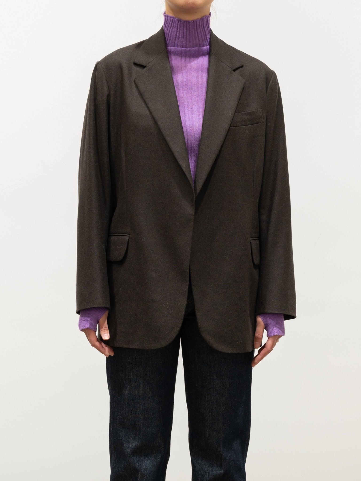 Namu Shop - Auralee Wool Fulling Flannel Jacket - Top Dark Brown