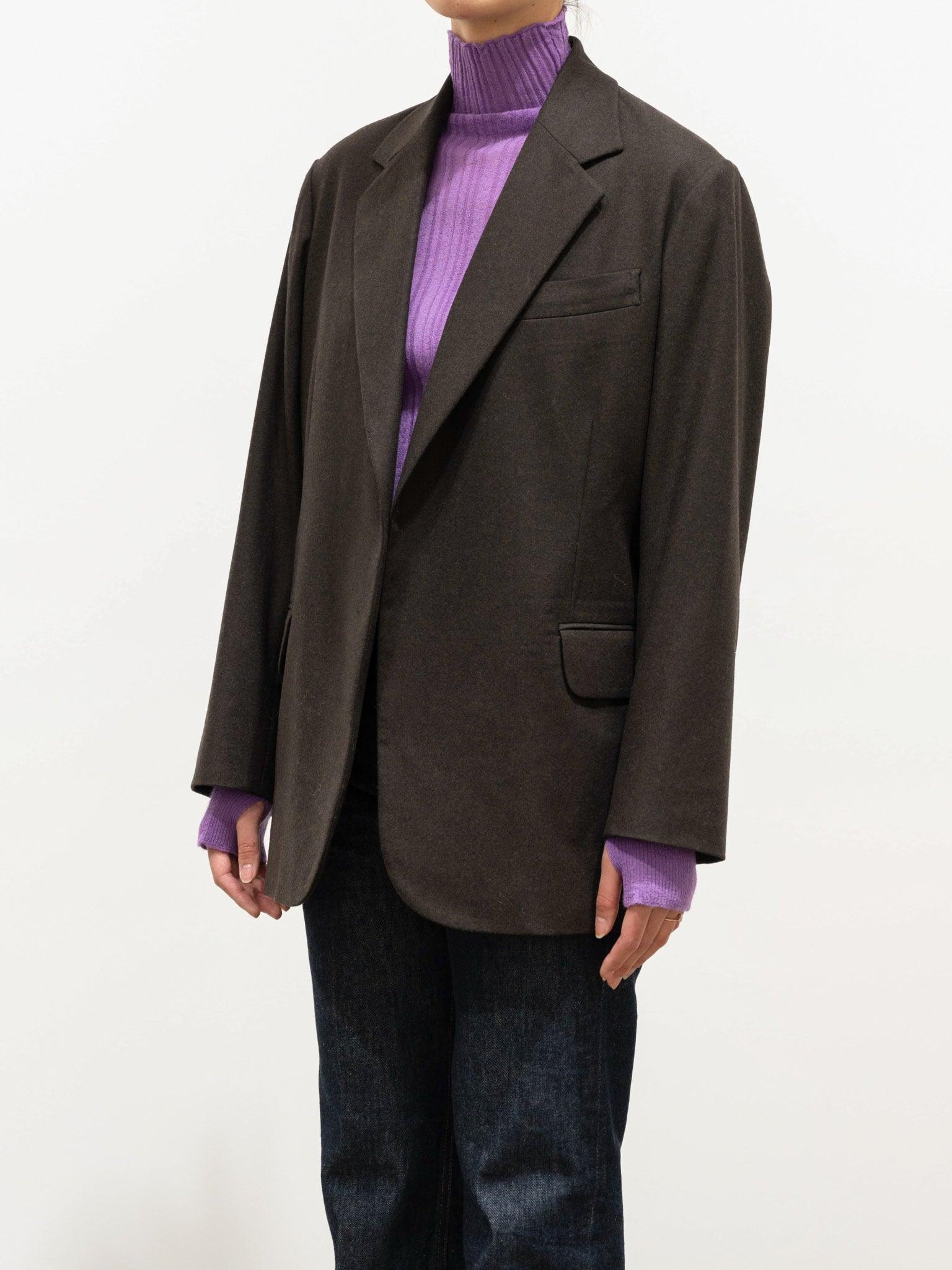 Namu Shop - Auralee Wool Fulling Flannel Jacket - Top Dark Brown