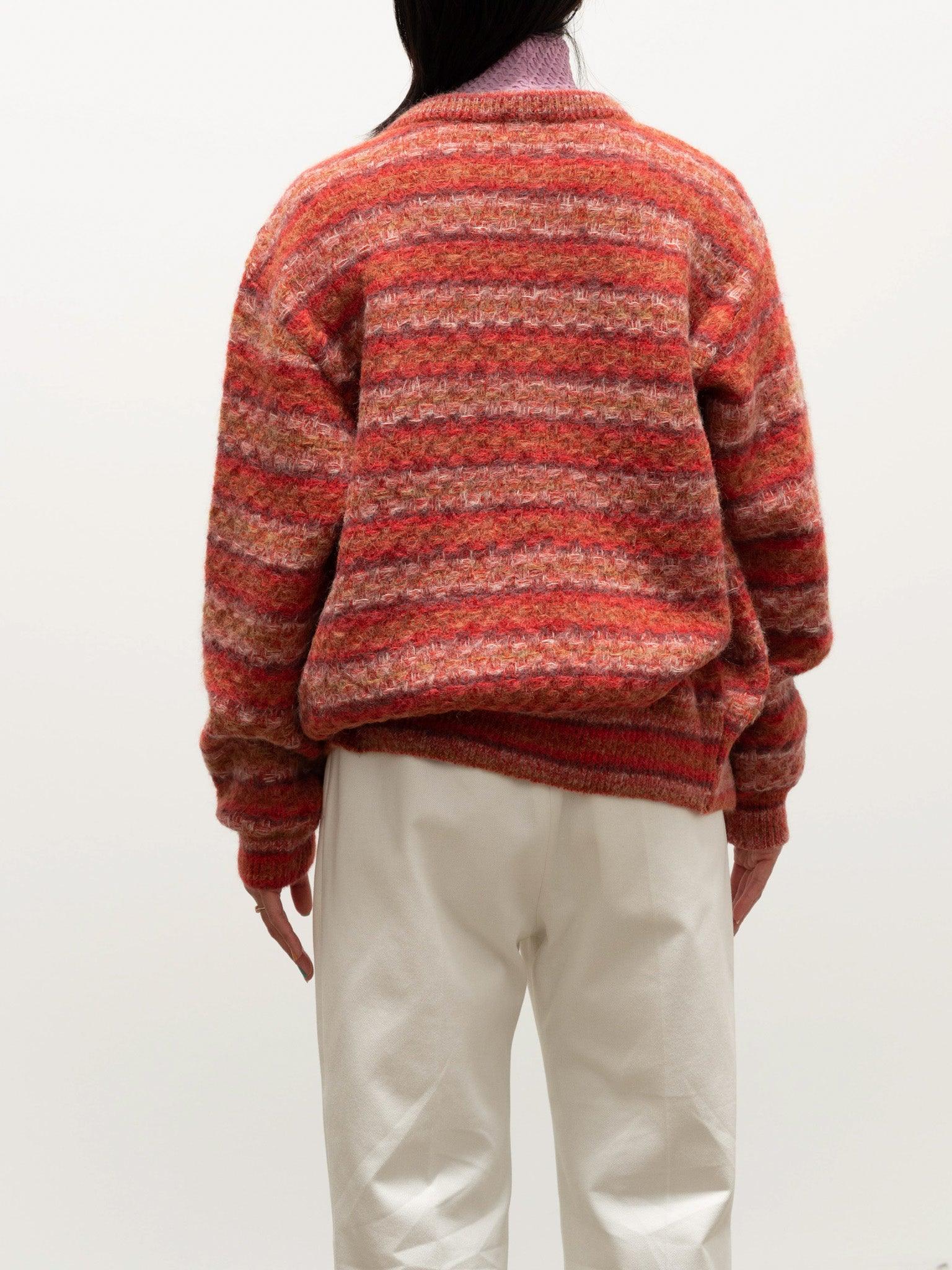 Namu Shop - Babaco Space Dyed Basket Check Cardigan - Brick Red