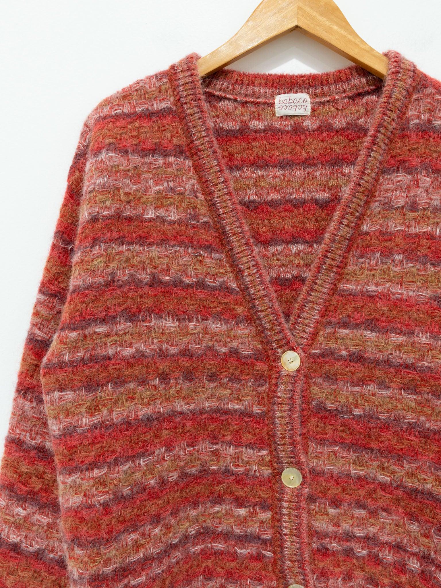 Namu Shop - Babaco Space Dyed Basket Check Cardigan - Brick Red