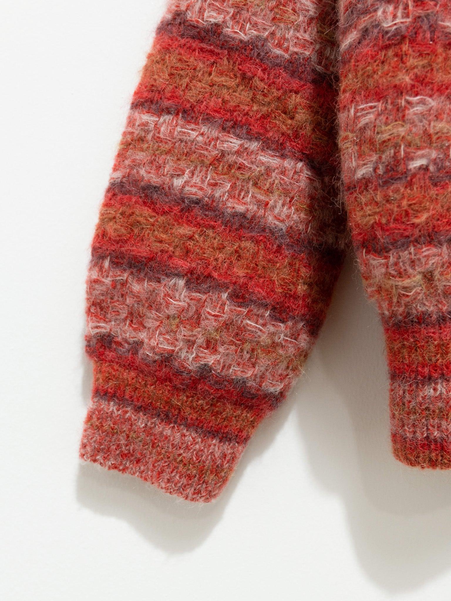 Namu Shop - Babaco Space Dyed Basket Check Cardigan - Brick Red