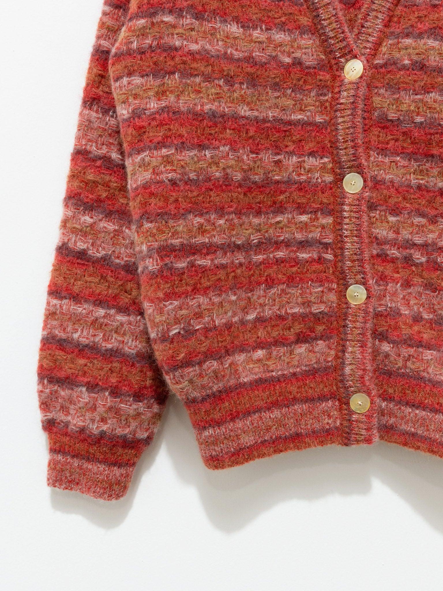 Namu Shop - Babaco Space Dyed Basket Check Cardigan - Brick Red