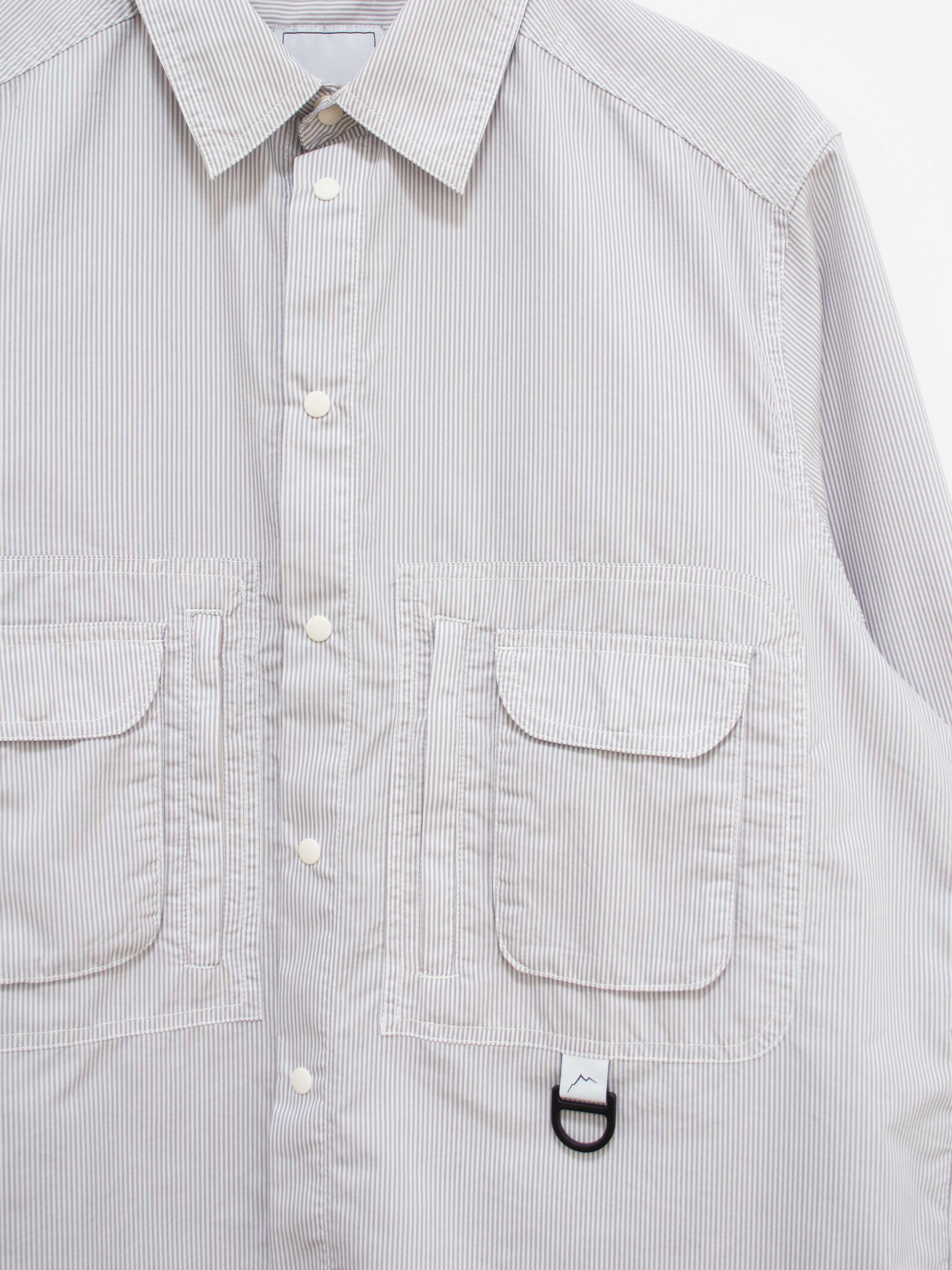Namu Shop - CAYL Double Pocket Hiker Shirt - Gray Stripe