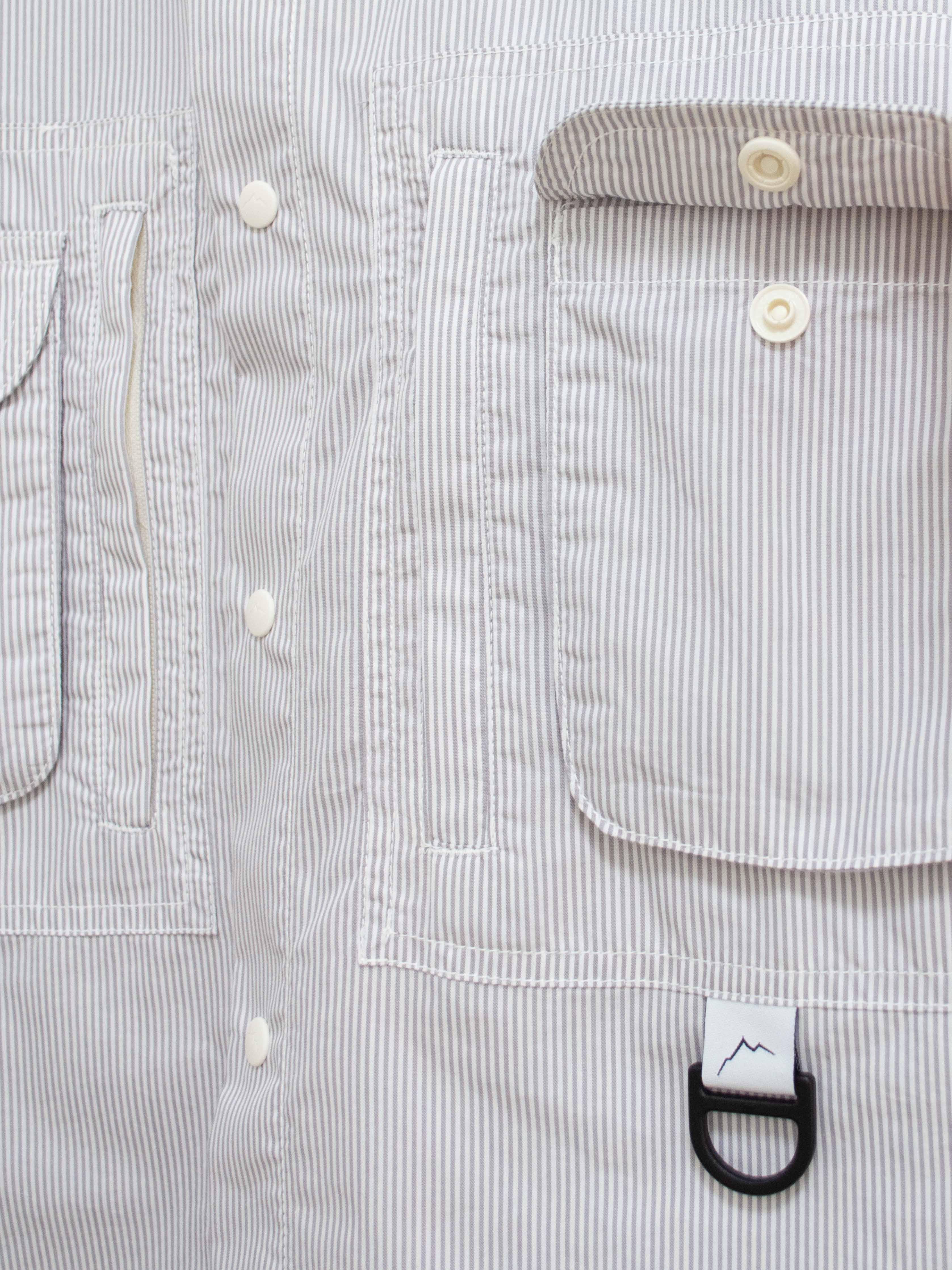 Namu Shop - CAYL Double Pocket Hiker Shirt - Gray Stripe