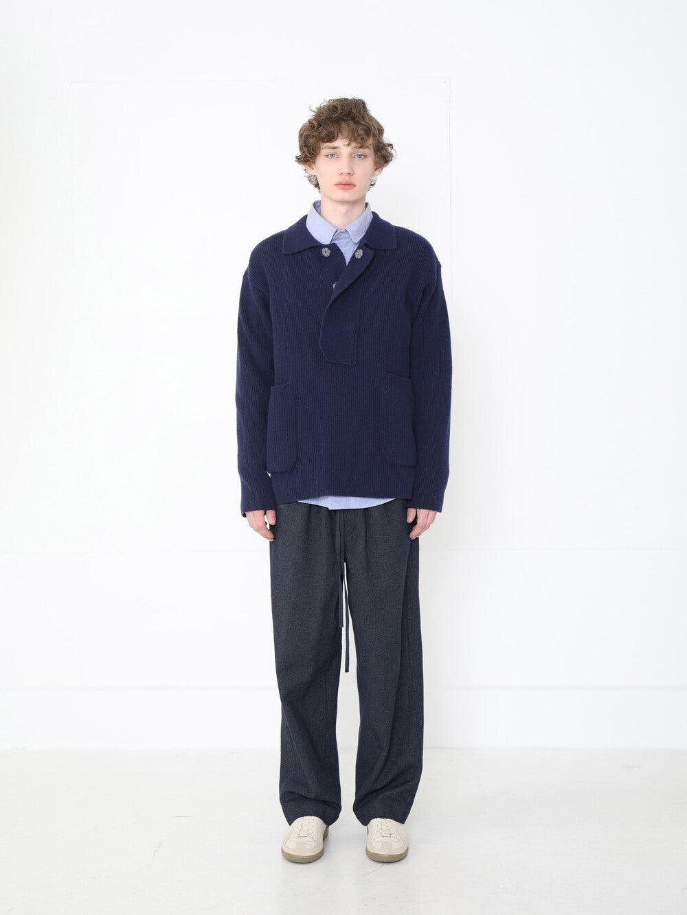 Namu Shop - Document Denim Cotton One Tucked Trousers
