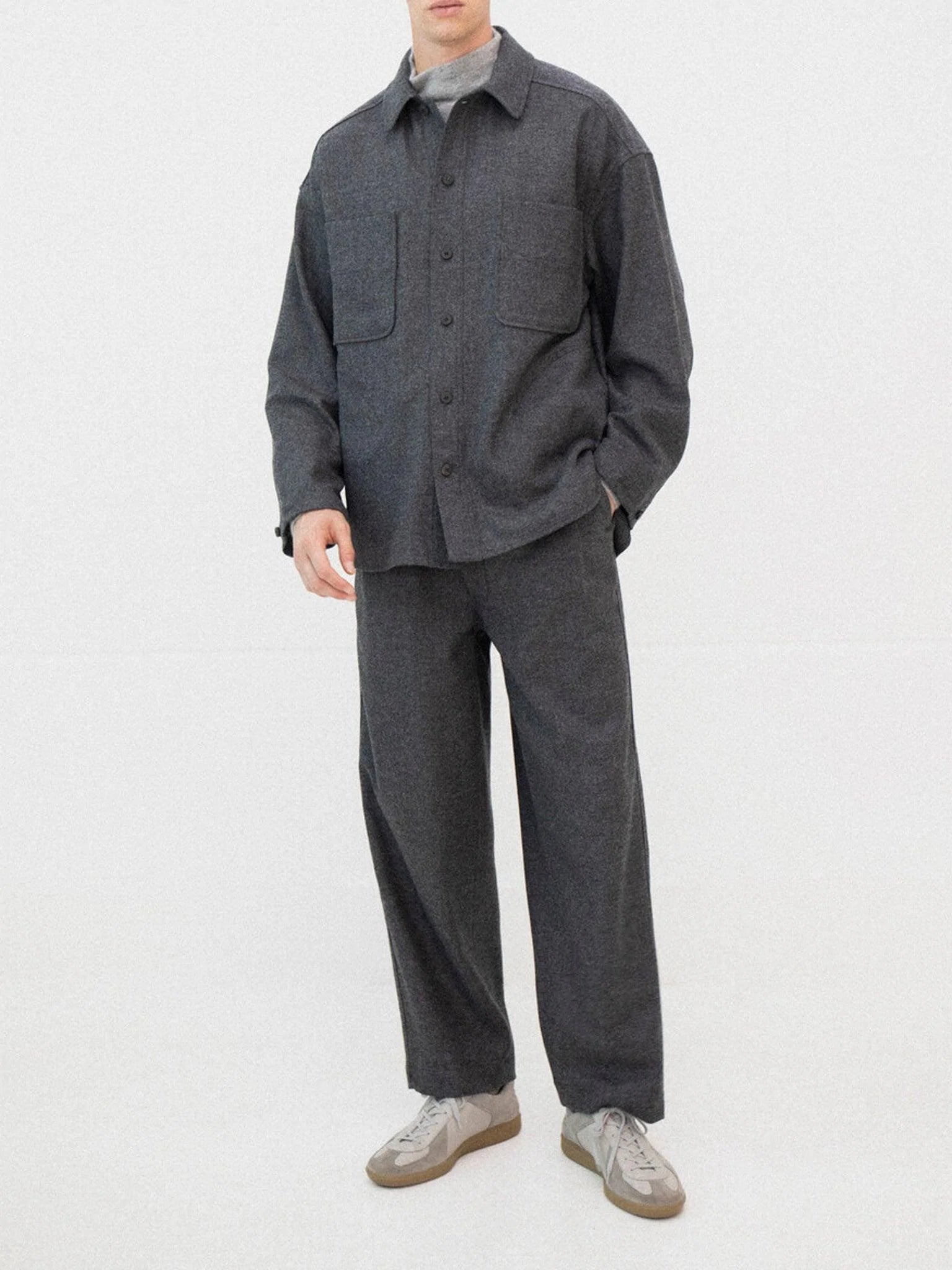 Namu Shop - Document English Wool Shirting Jacket - Gray