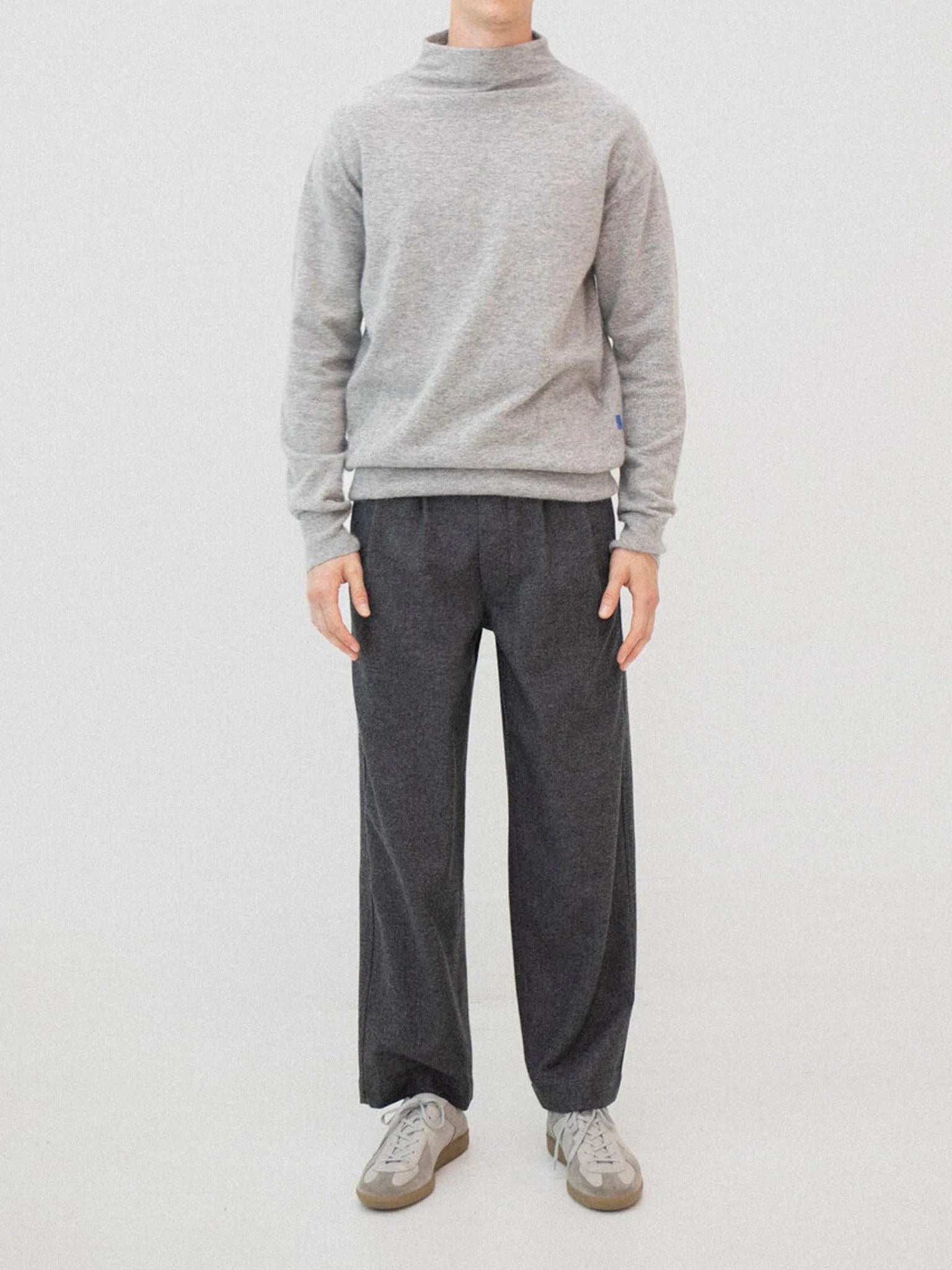 Namu Shop - Document Mockneck Fox Wool Knit - Gray