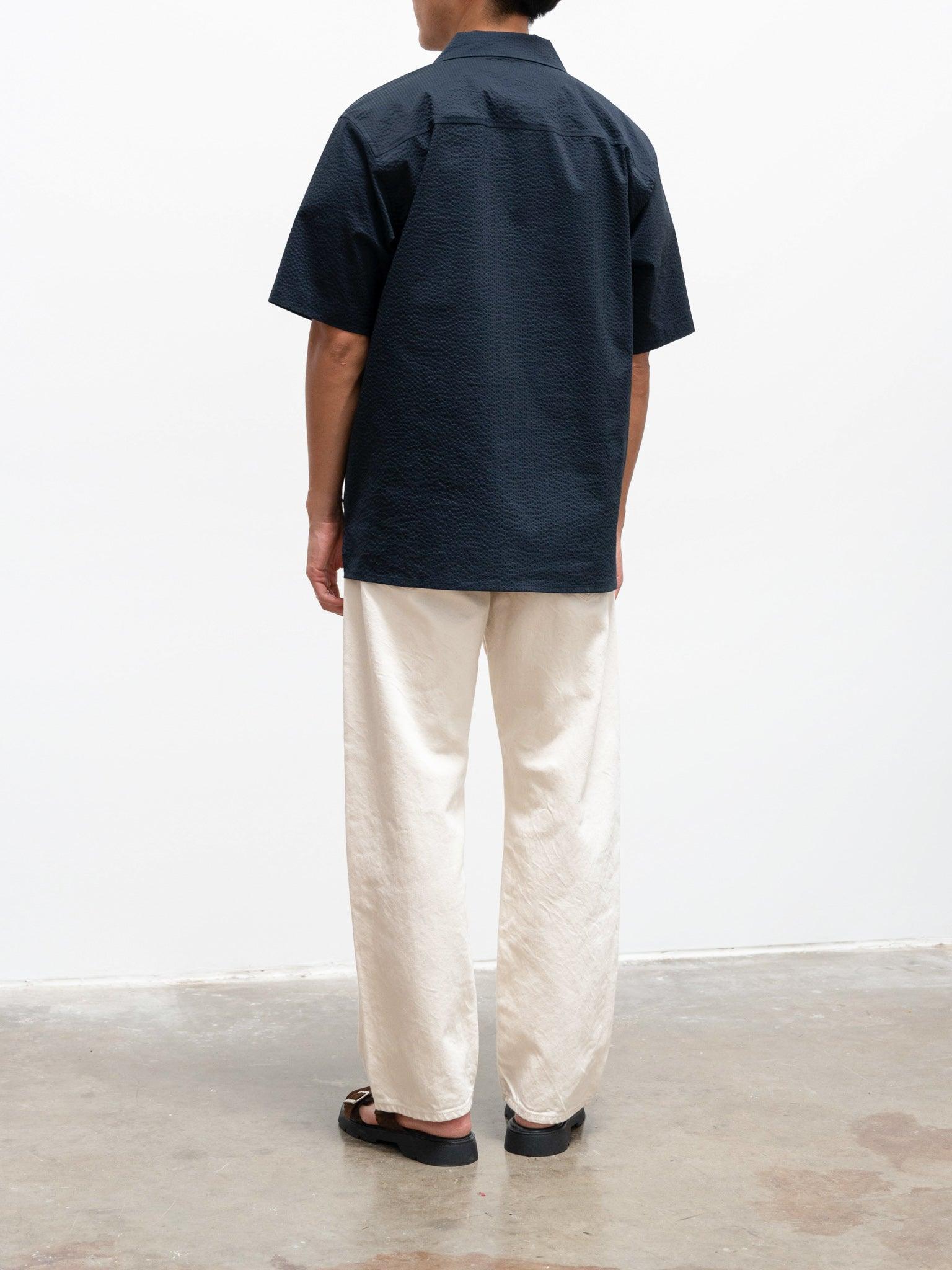 Namu Shop - Document Seersucker Handkerchief Shirt - Navy