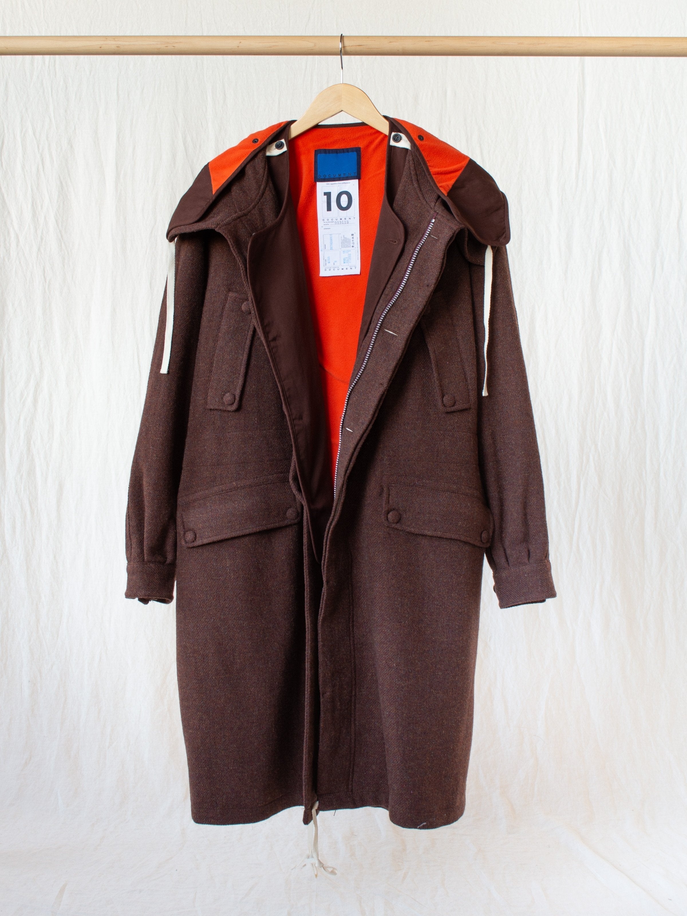 Namu Shop - Document The Document Wool Parka - Brown/Orange