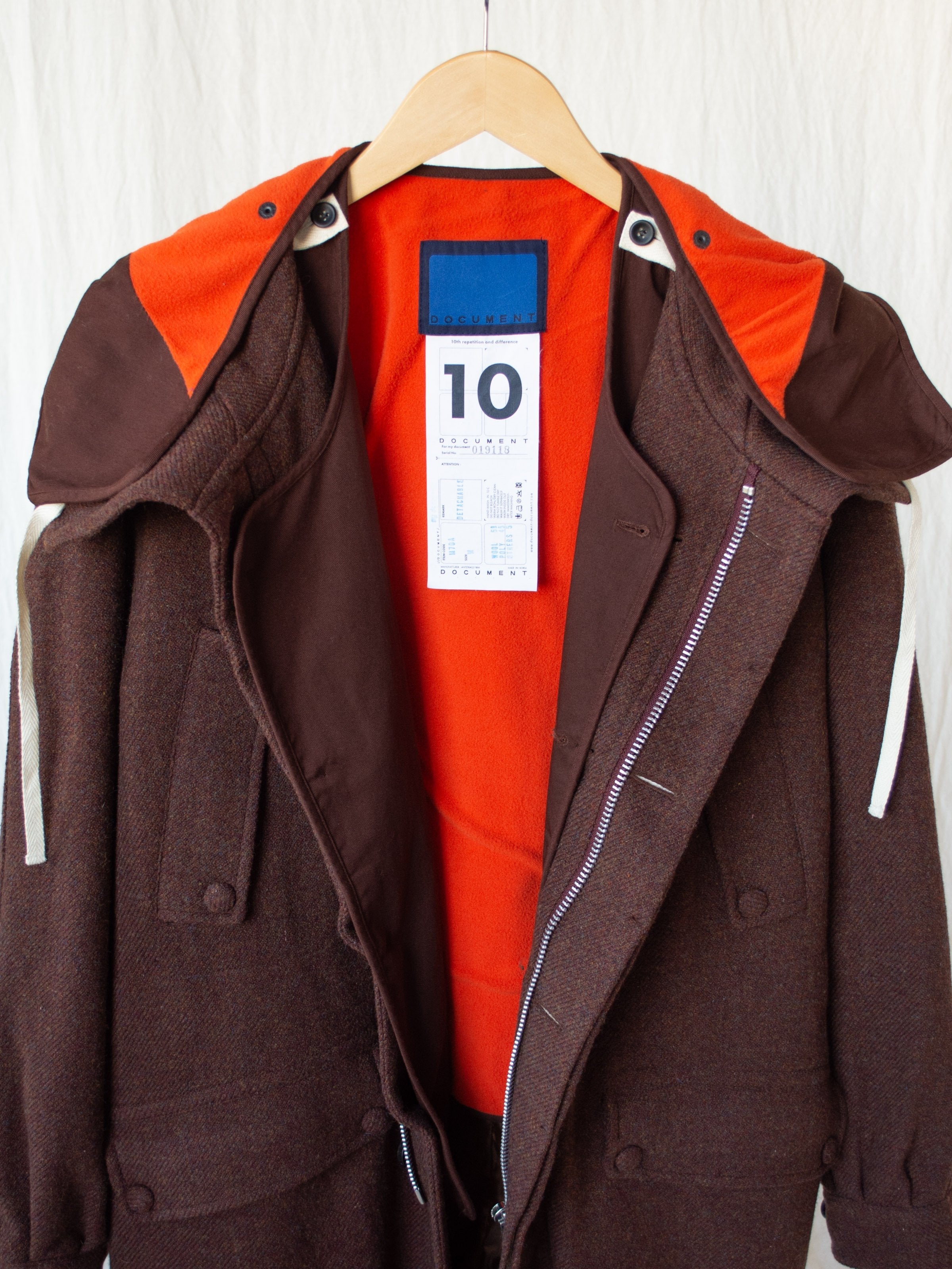 Namu Shop - Document The Document Wool Parka - Brown/Orange