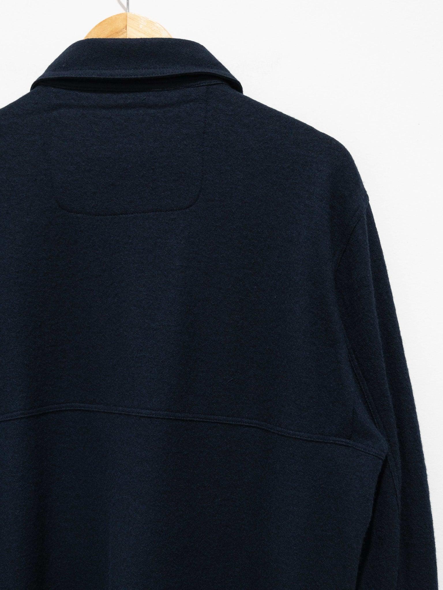 Namu Shop - Document Wool Jersey French Round Collar Shirt - Navy