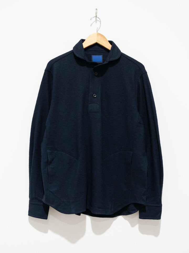 Namu Shop - Document Wool Jersey French Round Collar Shirt - Navy