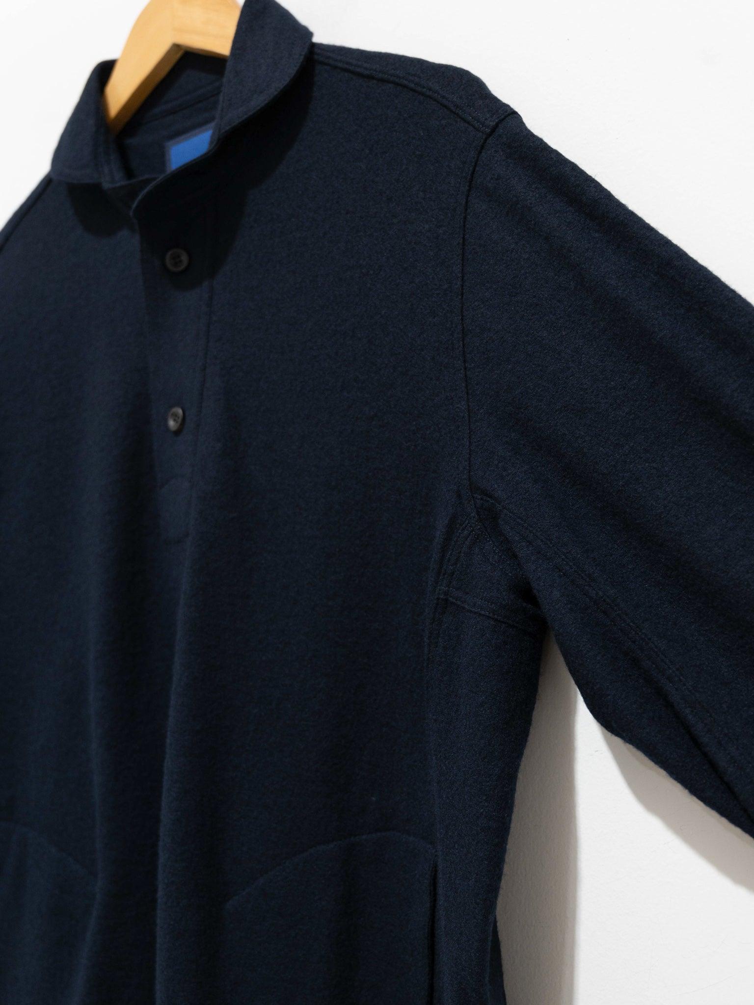 Namu Shop - Document Wool Jersey French Round Collar Shirt - Navy