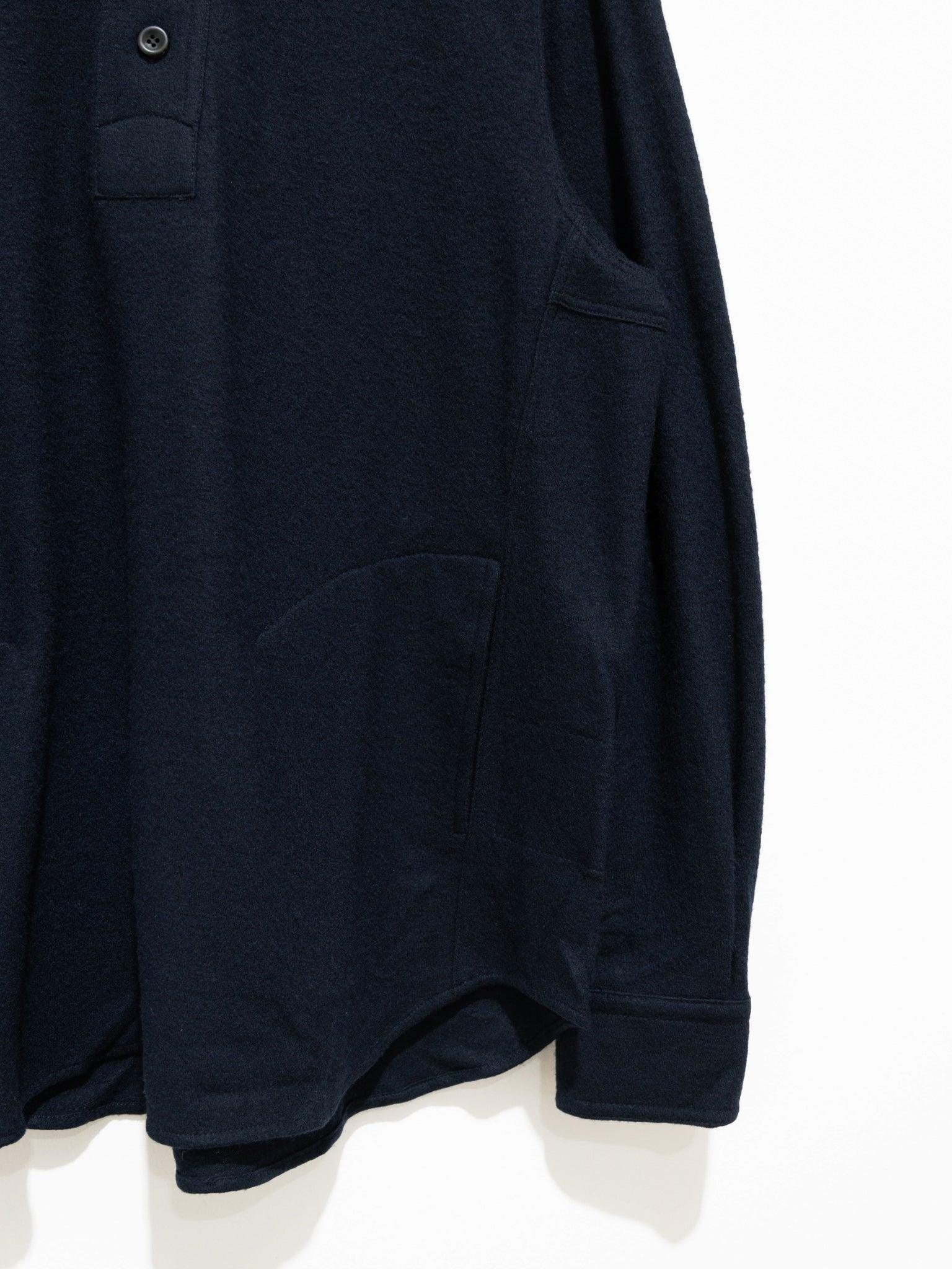Namu Shop - Document Wool Jersey French Round Collar Shirt - Navy