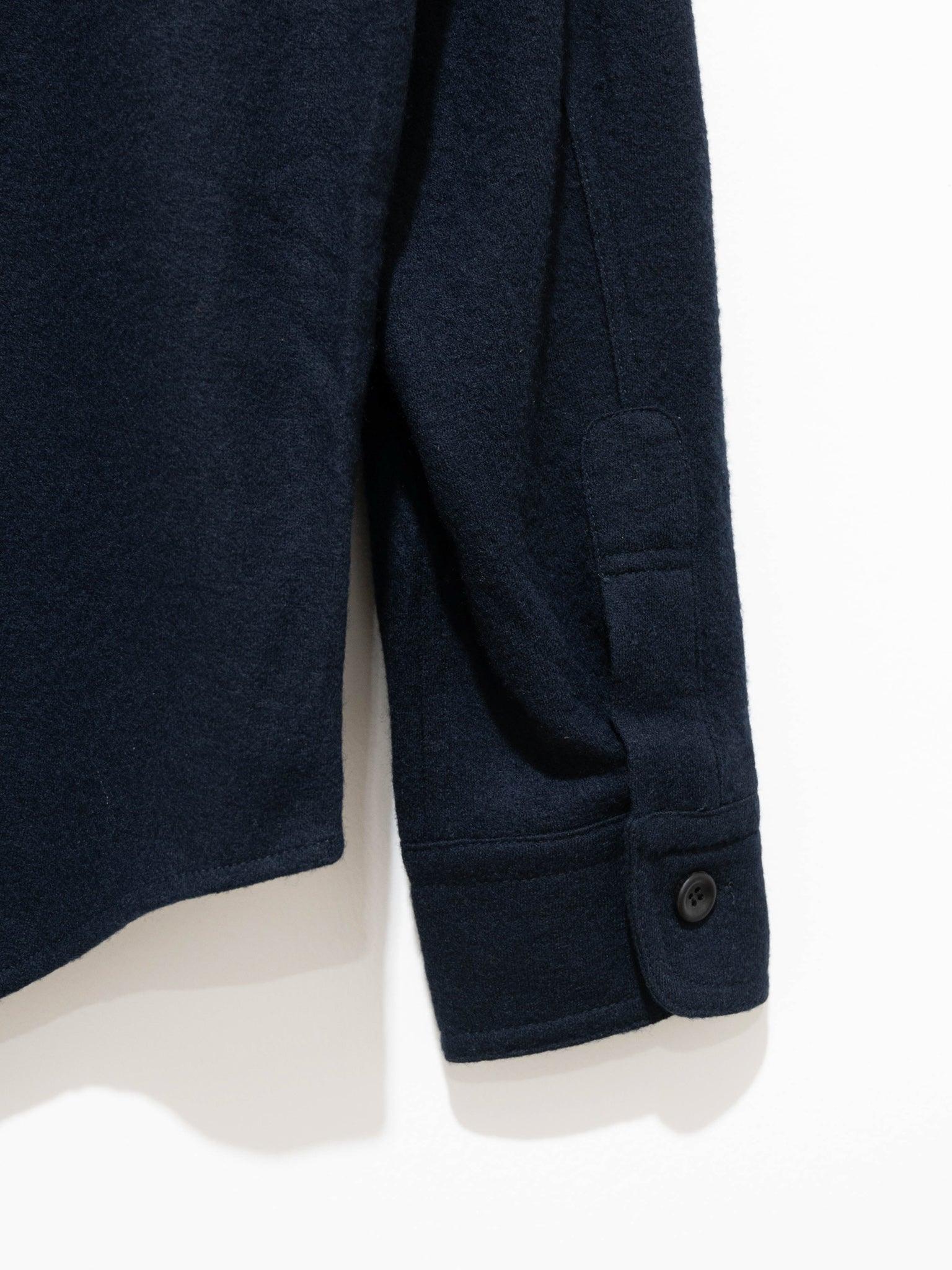 Namu Shop - Document Wool Jersey French Round Collar Shirt - Navy