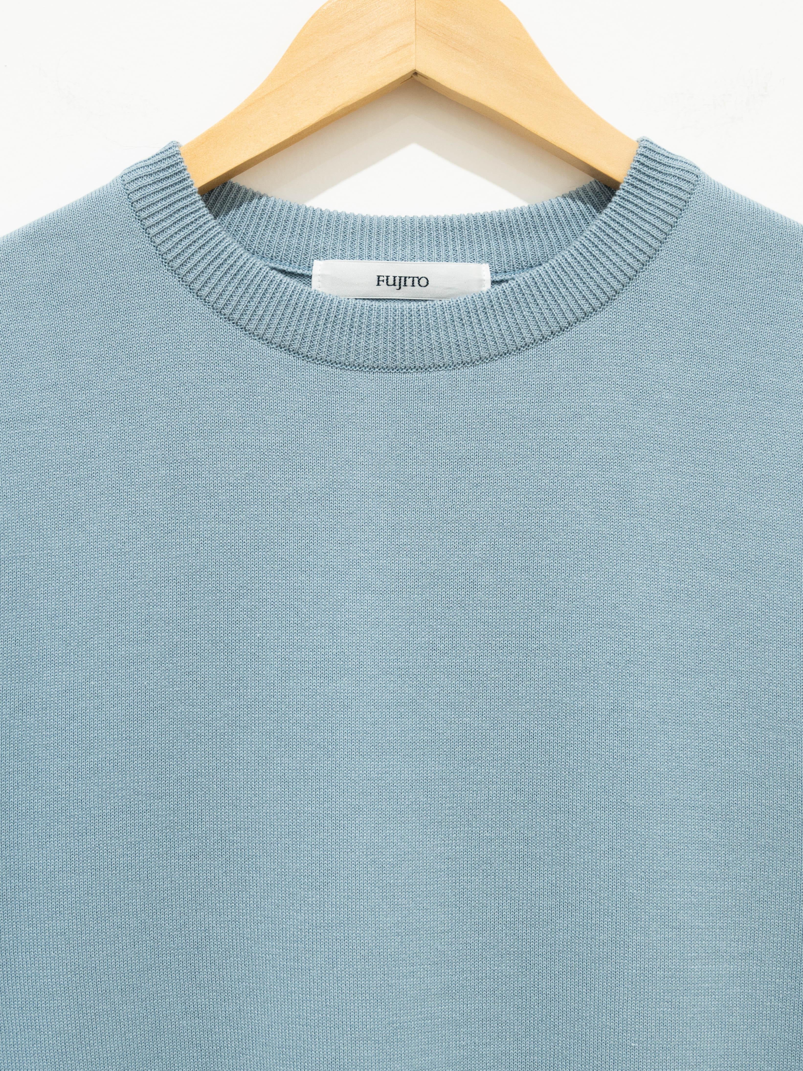 Namu Shop - Fujito C/N Knit T-Shirt - Blue Gray