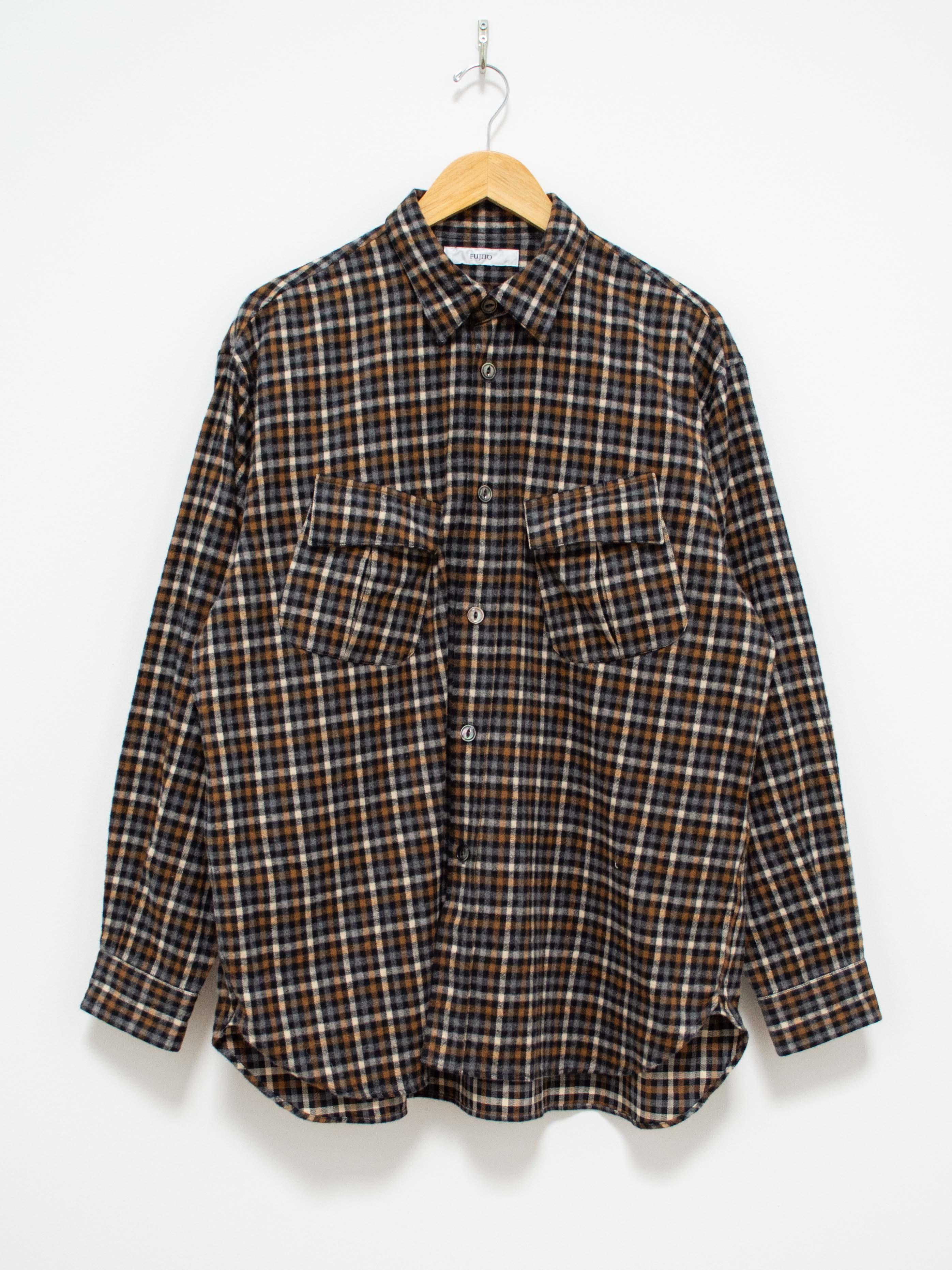 Namu Shop - Fujito Fatigue Shirt - Black x Brown Check