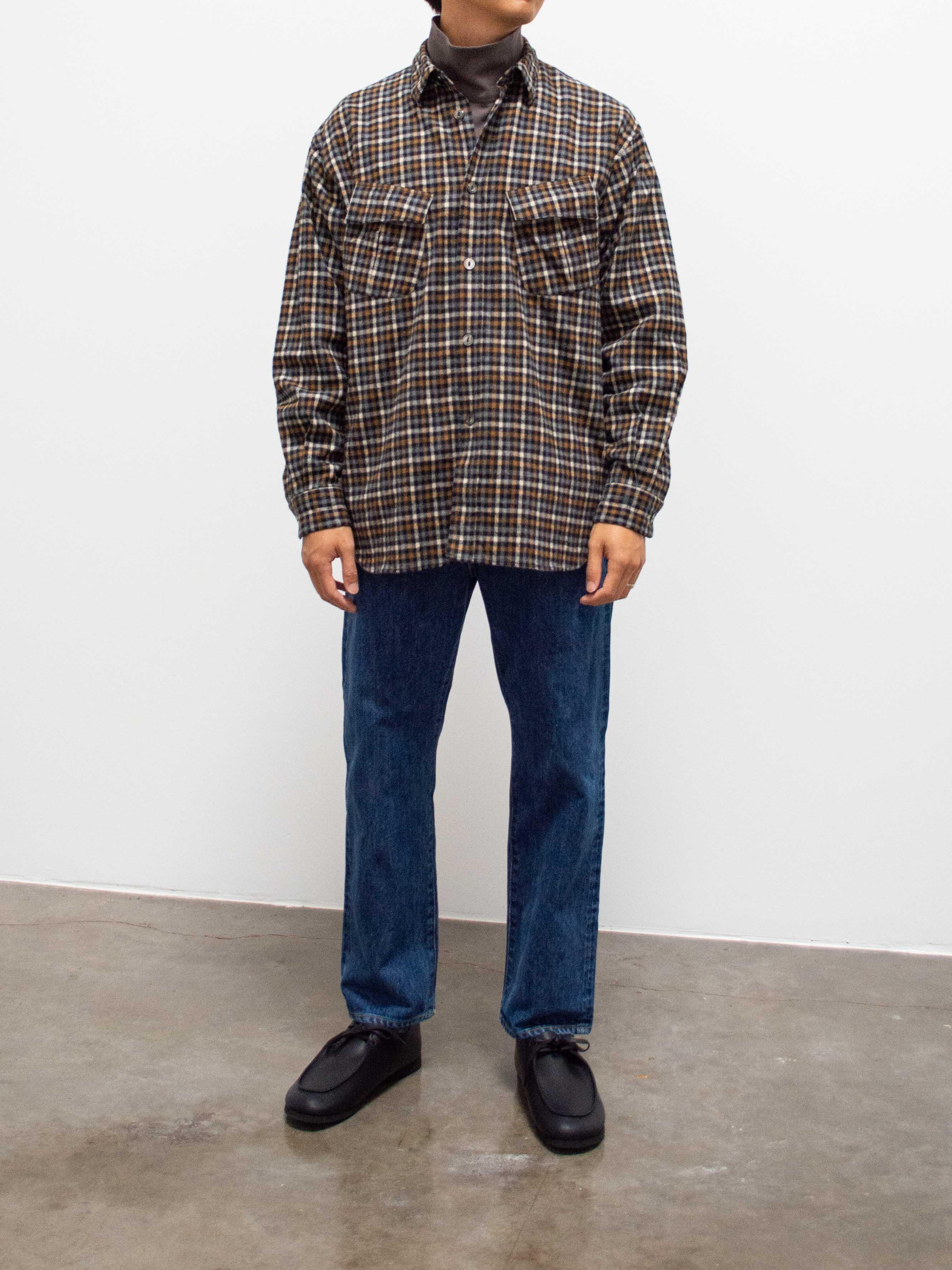Namu Shop - Fujito Fatigue Shirt - Black x Brown Check