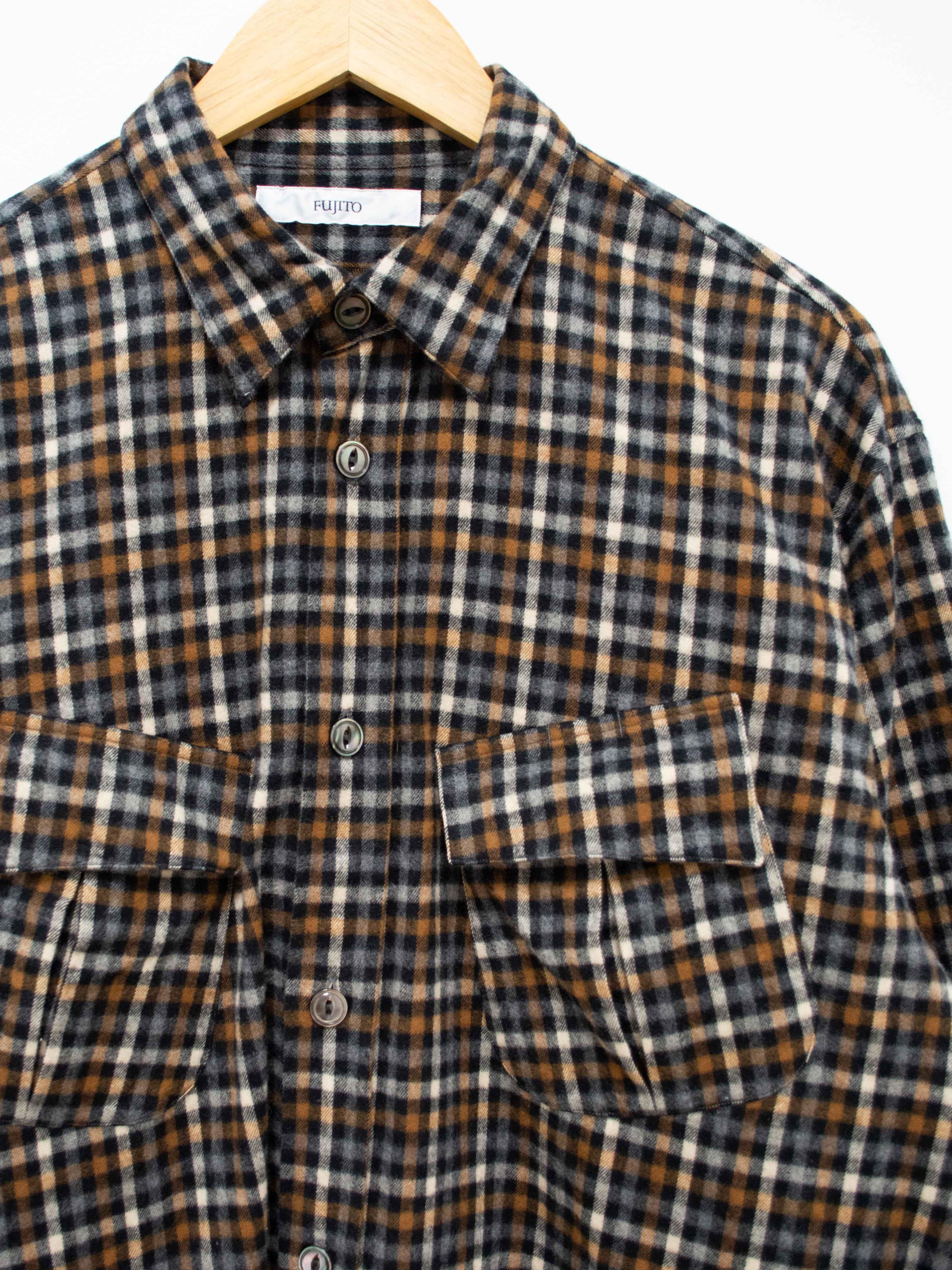 Namu Shop - Fujito Fatigue Shirt - Black x Brown Check