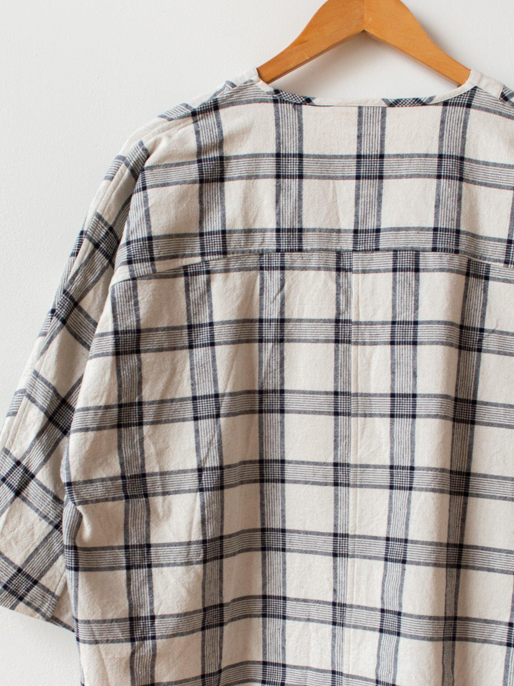 Namu Shop - Fujito Henley Neck Shirt - White Check