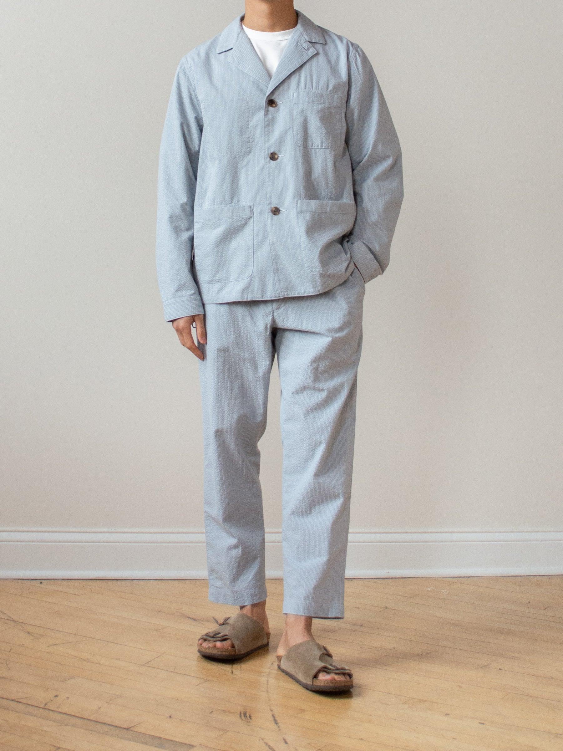 Namu Shop - Fujito Seersucker Work Jacket - Sax