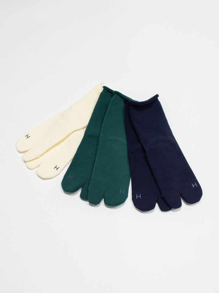 Namu Shop - Hatski Tabi Pile Socks (Men's) - White, Green, Navy
